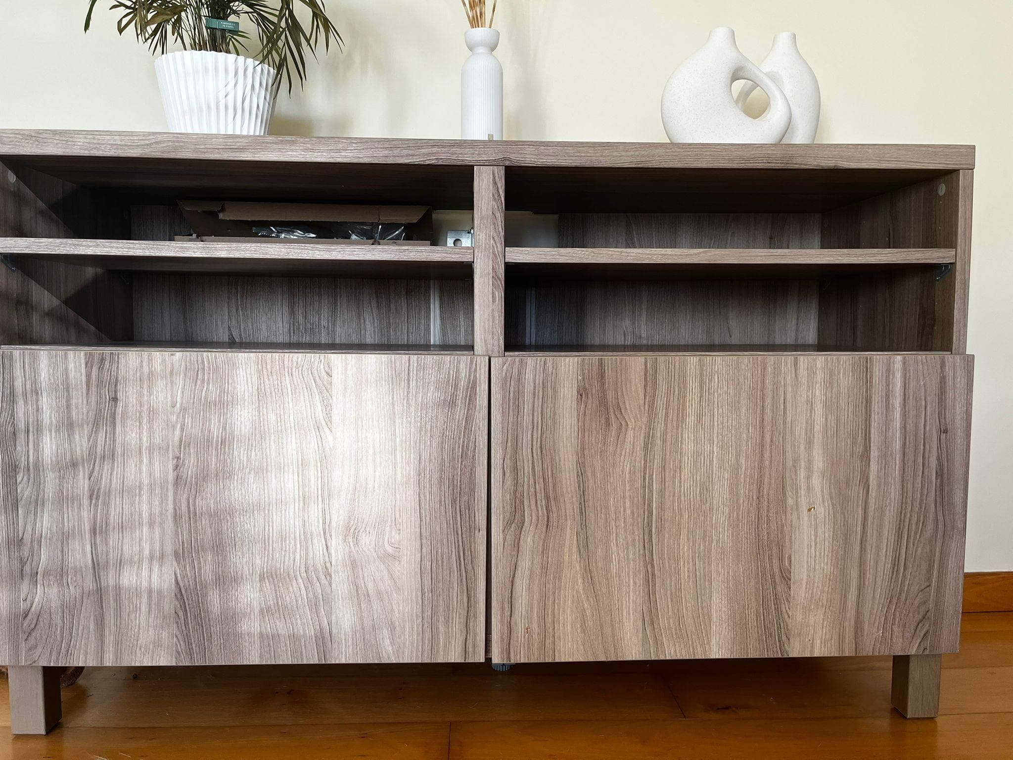 BESTÅ TV bench with drawers, white stained oak effect/Lappviken/Stubbarp white stained oak effect, 120x42x48 cm