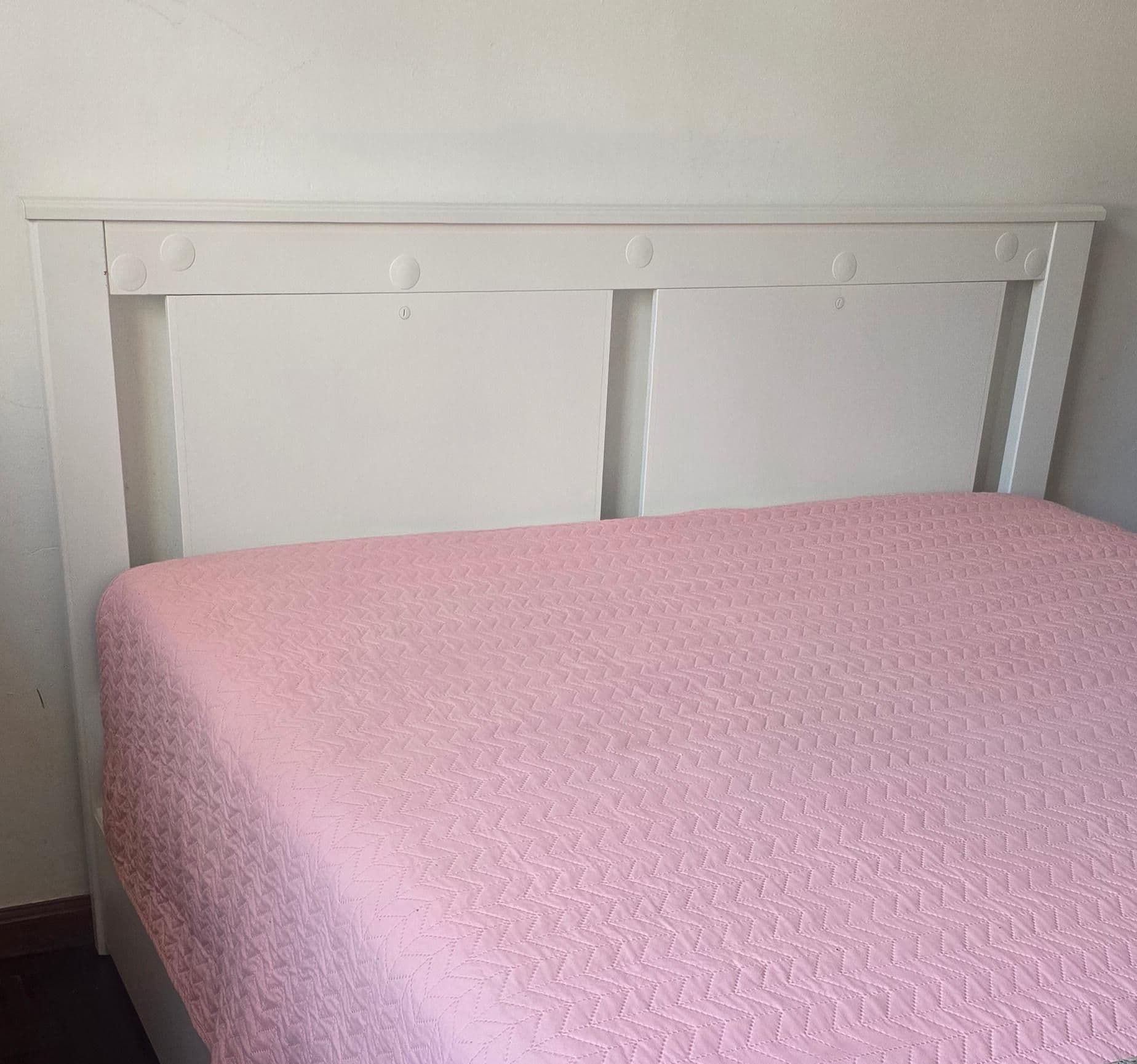 SONGESAND bed frame with 4 storage boxes, white/Luröy, 140x200 cm