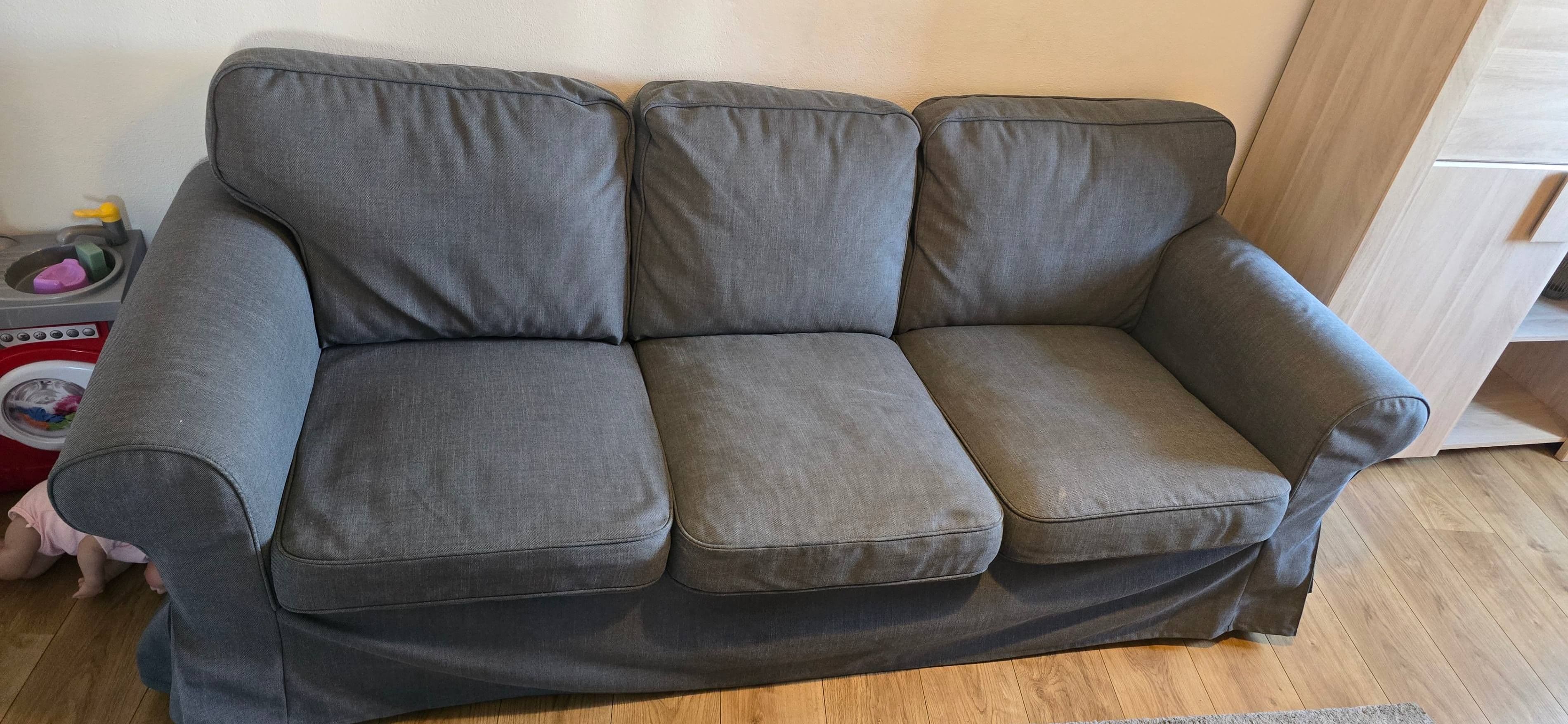EKTORP cover for 3-seat sofa, Hakebo dark grey