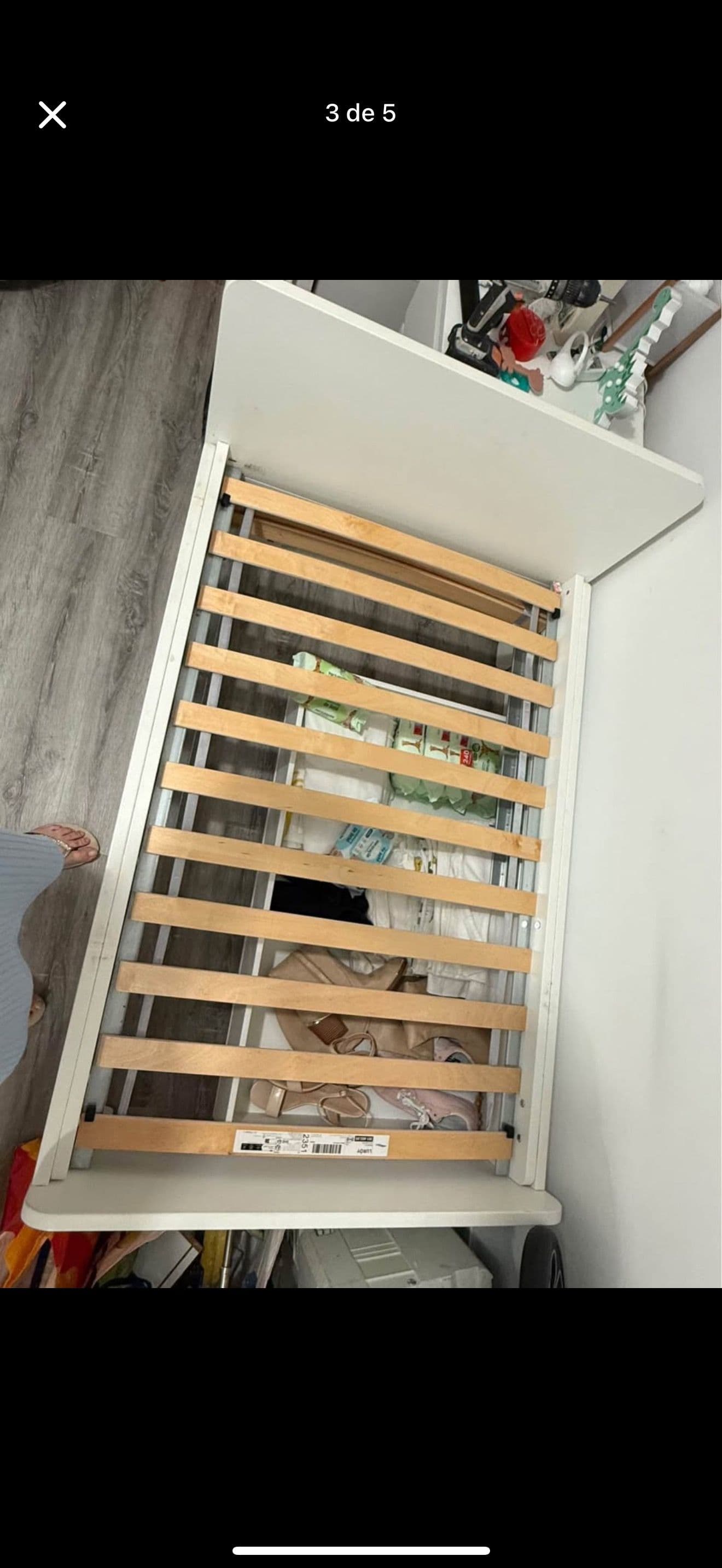 SLÄKT / NATTAPA ext bed frm w guard rl+slat bd base, white, 80x200 cm