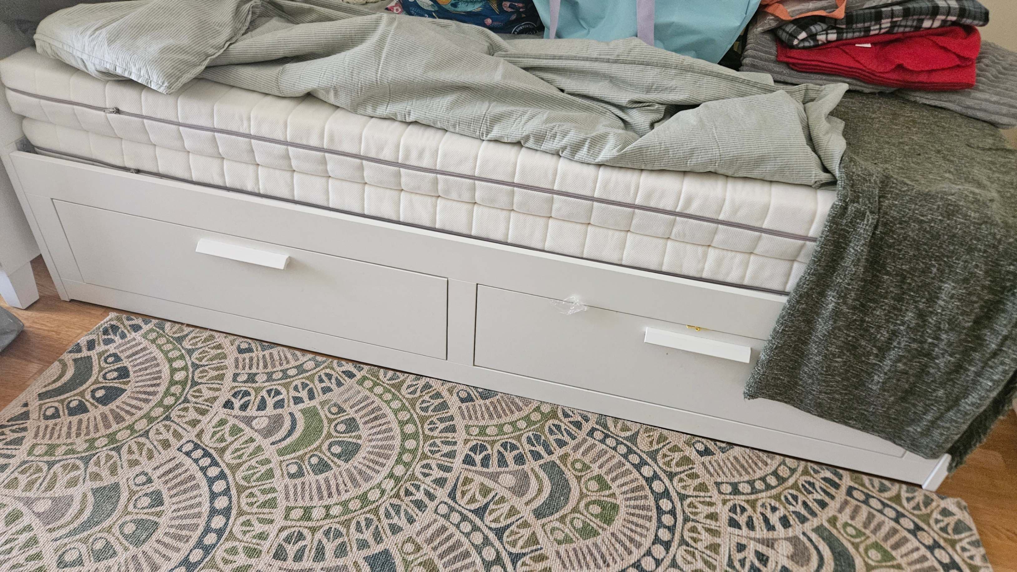 BRIMNES day-bed w 2 drawers/2 mattresses, white/Ågotnes firm, 80x200 cm