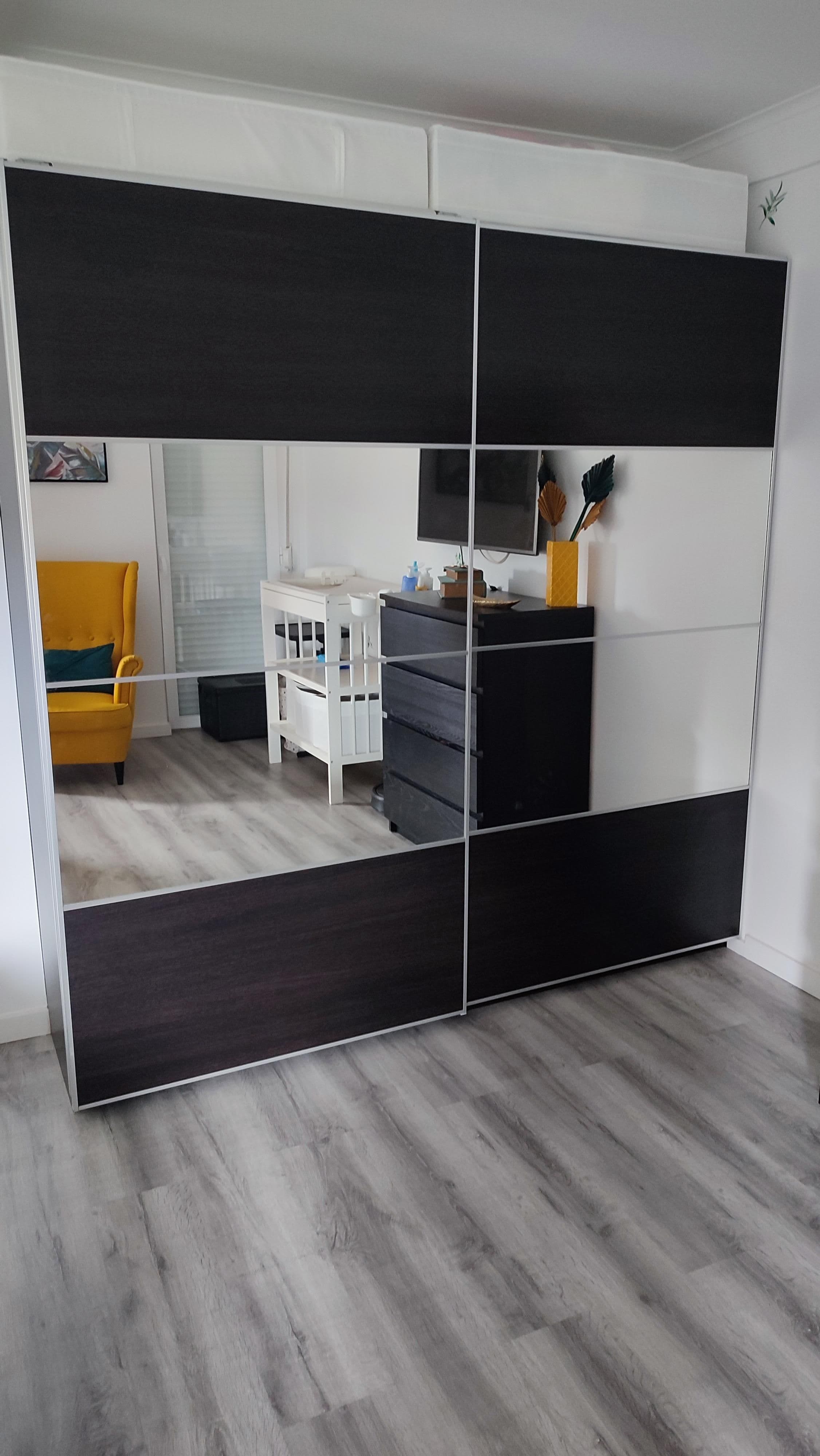 PAX 2 estruturas+calha p/portas desliz, branco, 200x236 cm