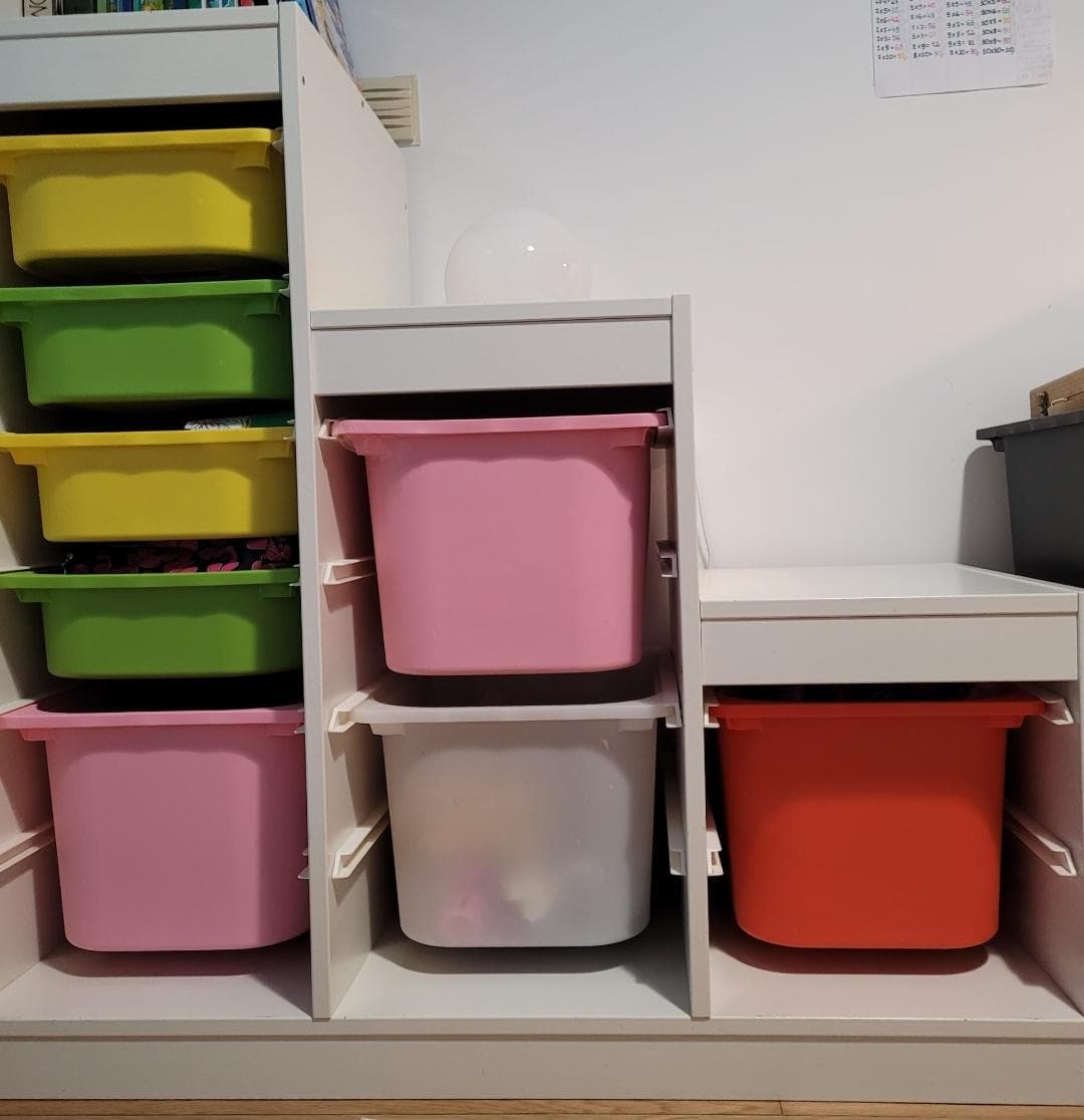 TROFAST storage combination with boxes, white/multicolour, 99x44x94 cm