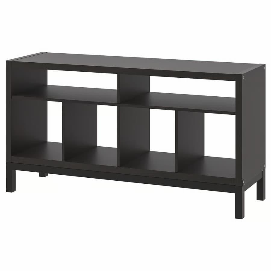 KALLAX tv bench with underframe, black-brown, 147x39x78 cm