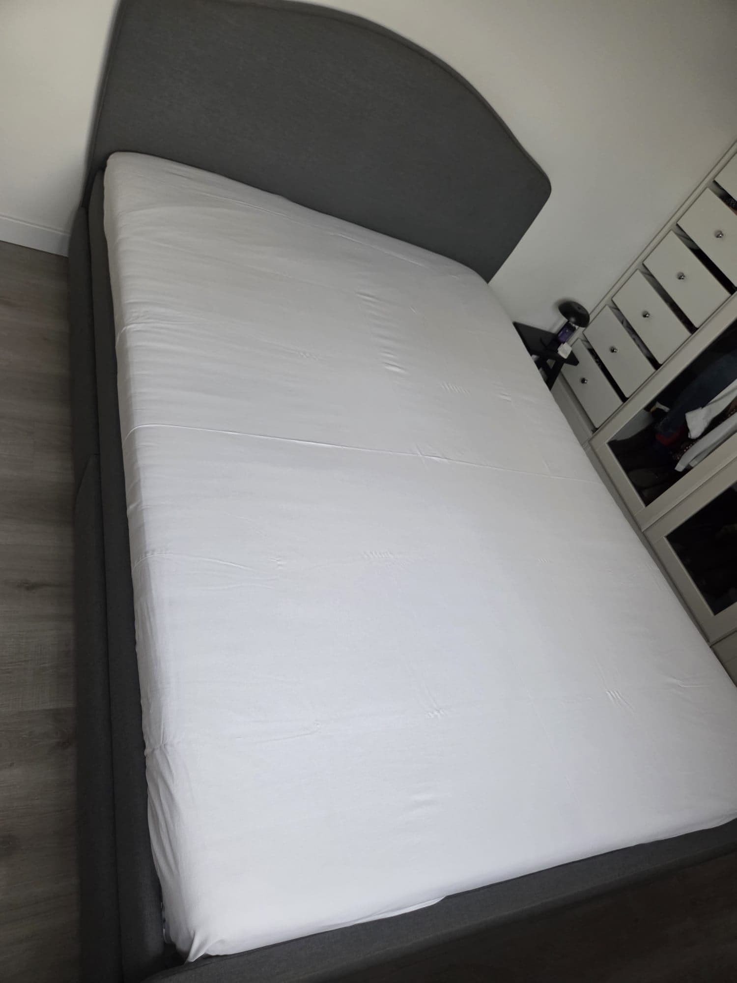 HAUGA upholstered bed frame, Vissle grey