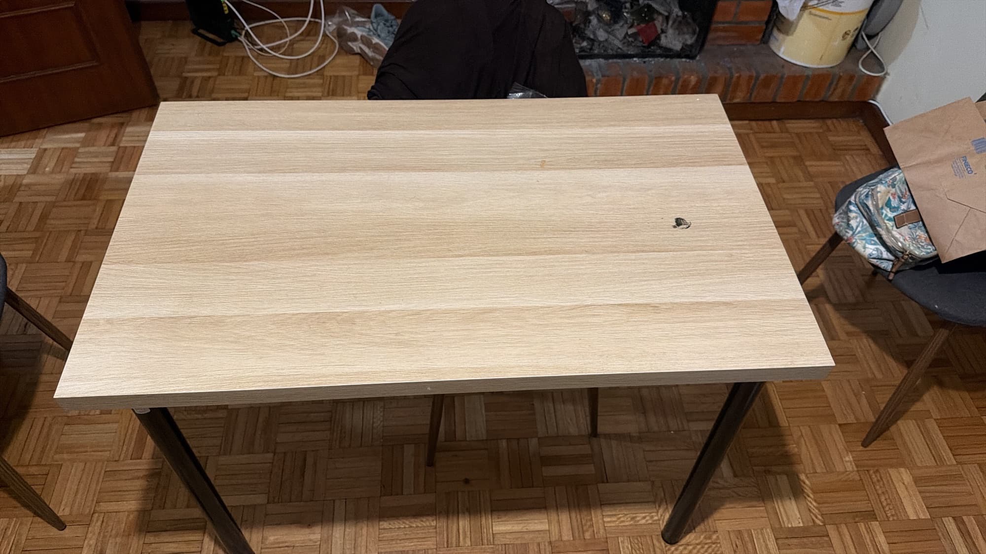 LINNMON / ADILS desk, white stained oak effect/dark grey