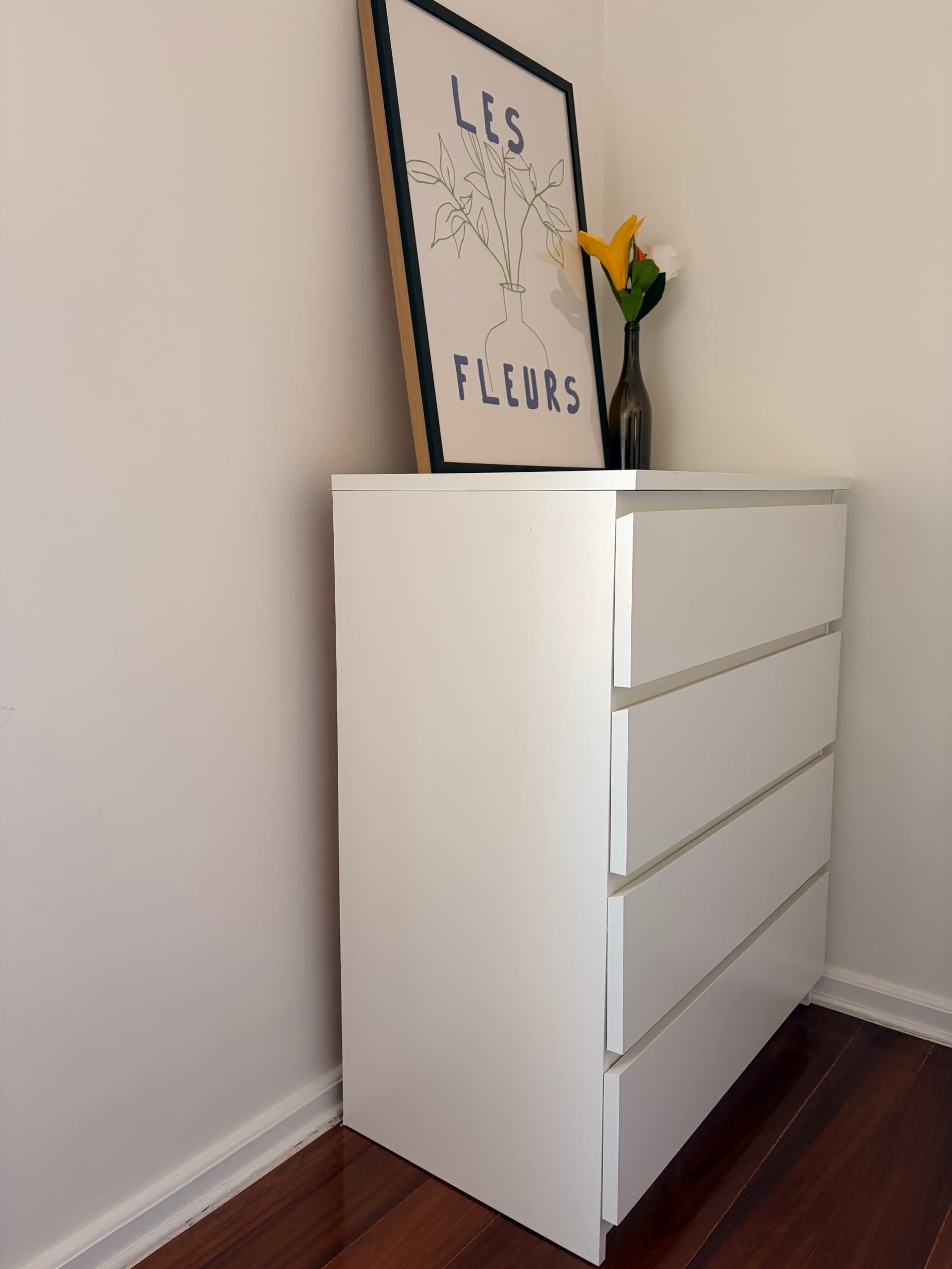 MALM chest of 4 drawers, white/high-gloss