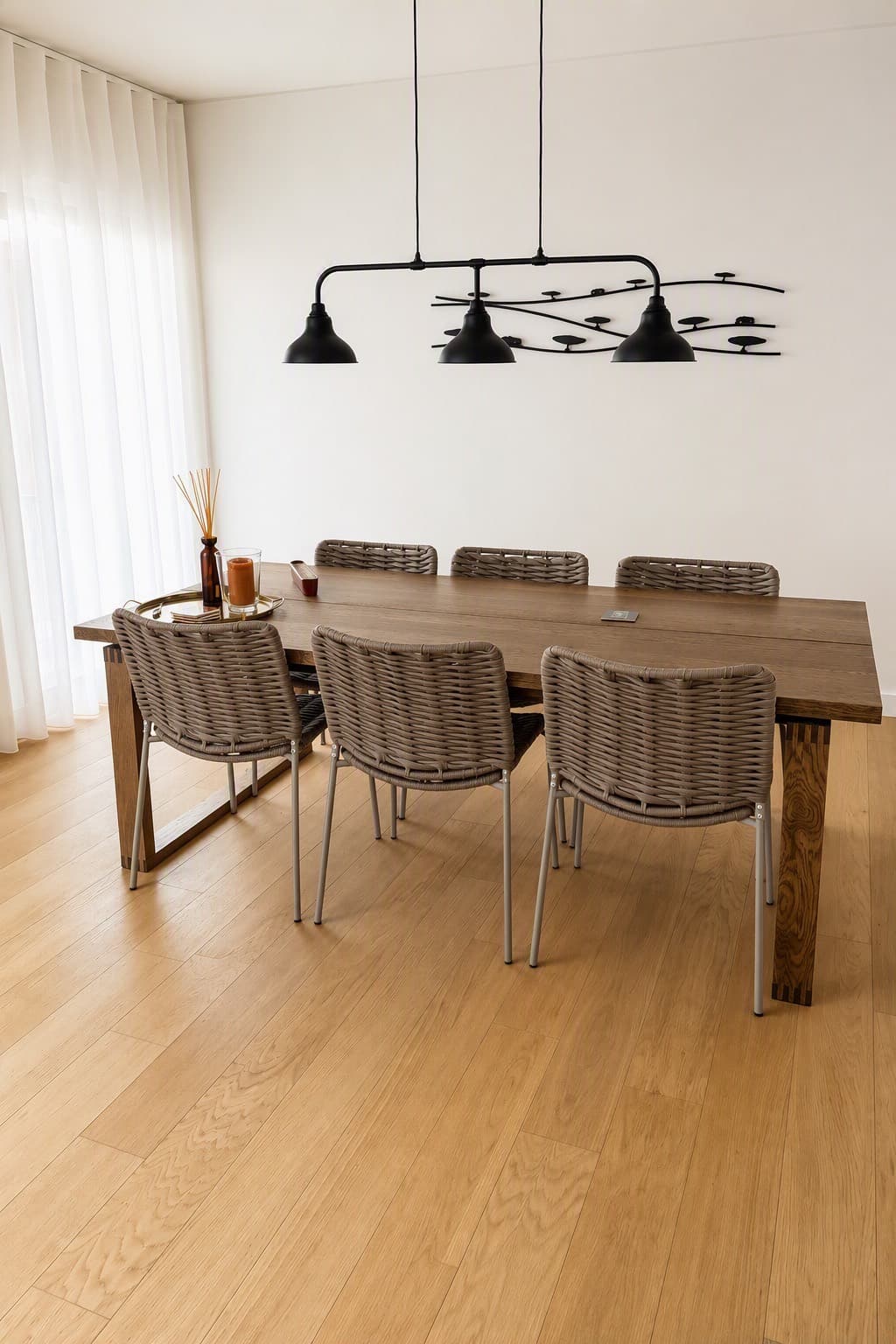 MÖRBYLÅNGA / TEGELÖN table and 6 chairs, oak veneer/dark grey black