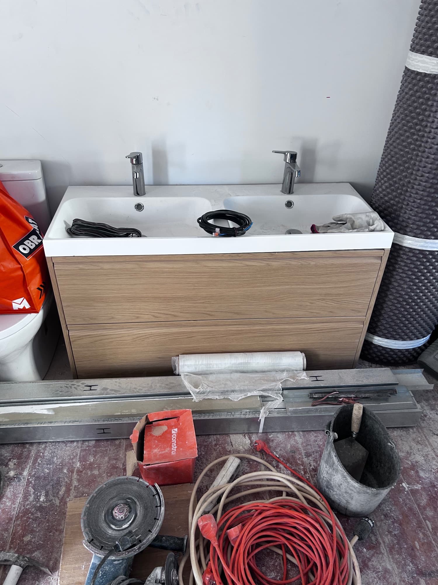 ÄNGSJÖN / BACKSJÖN wash-stnd w drawers/wash-basin/taps, oak effect, 120x48x69 cm