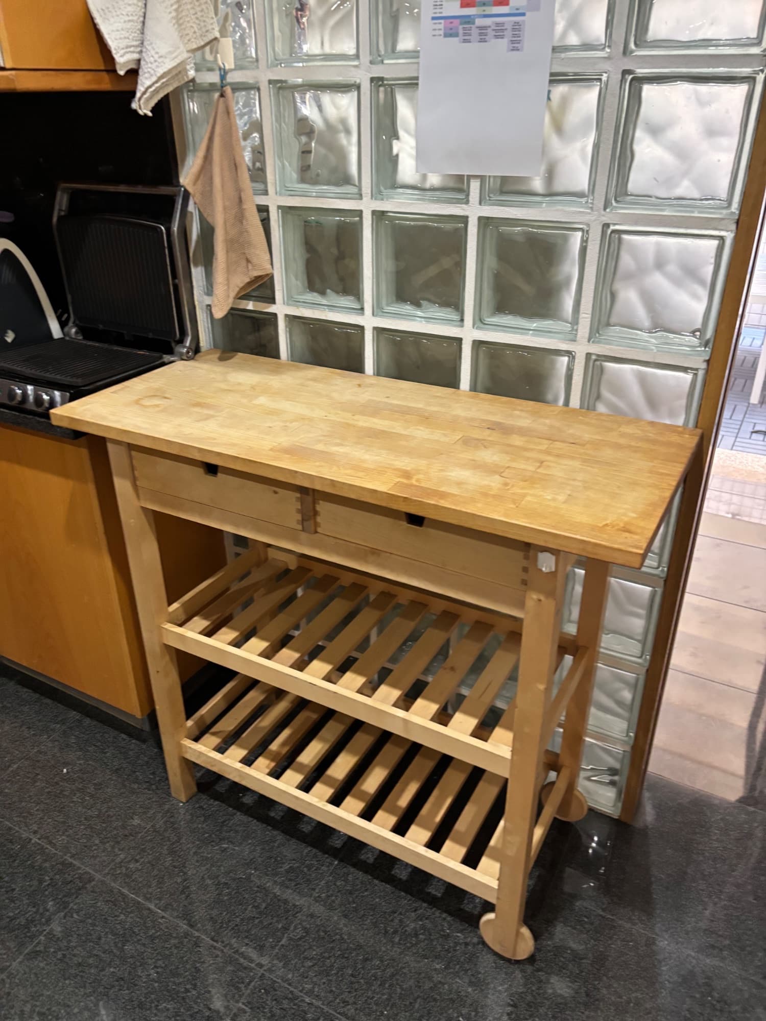 FÖRHÖJA Kitchen trolley, birch, Length: 100 cm