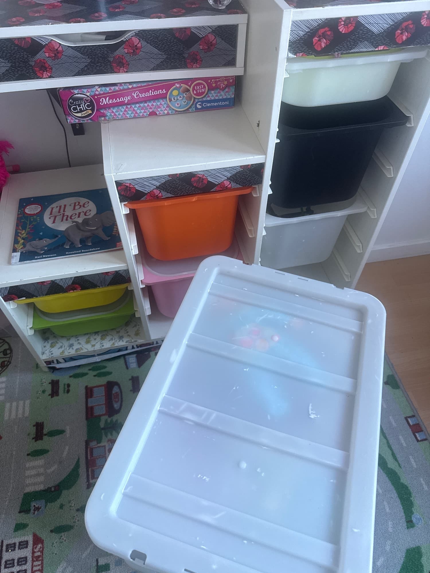 TROFAST storage combination with boxes, white/bright green, 99x44x94 cm