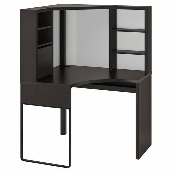 MICKE corner workstation, black-brown