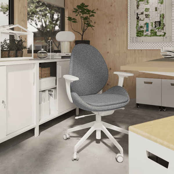 CADEIRA GIRATÓRIA office chair with armrests, Gunnared medium grey/white