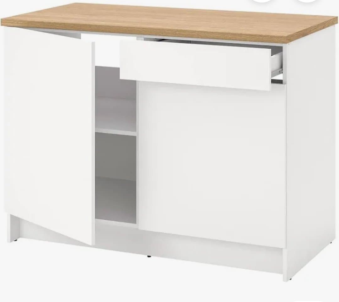 KNOXHULT Base cabinet with doors and drawer, white, Worktop length: 122.0 cm