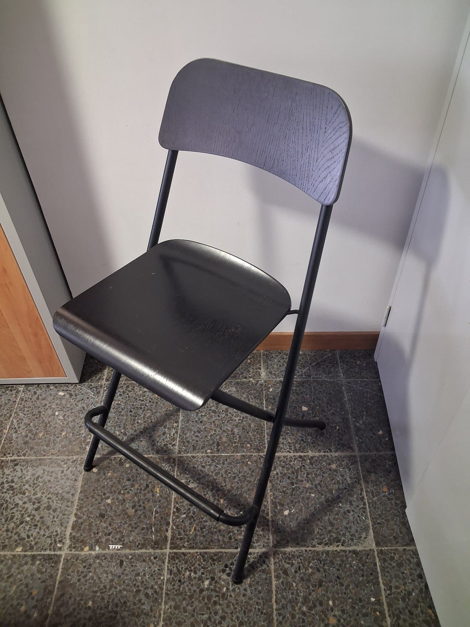 FRANKLIN bar stool with backrest, foldable, brown-black/silver-colour