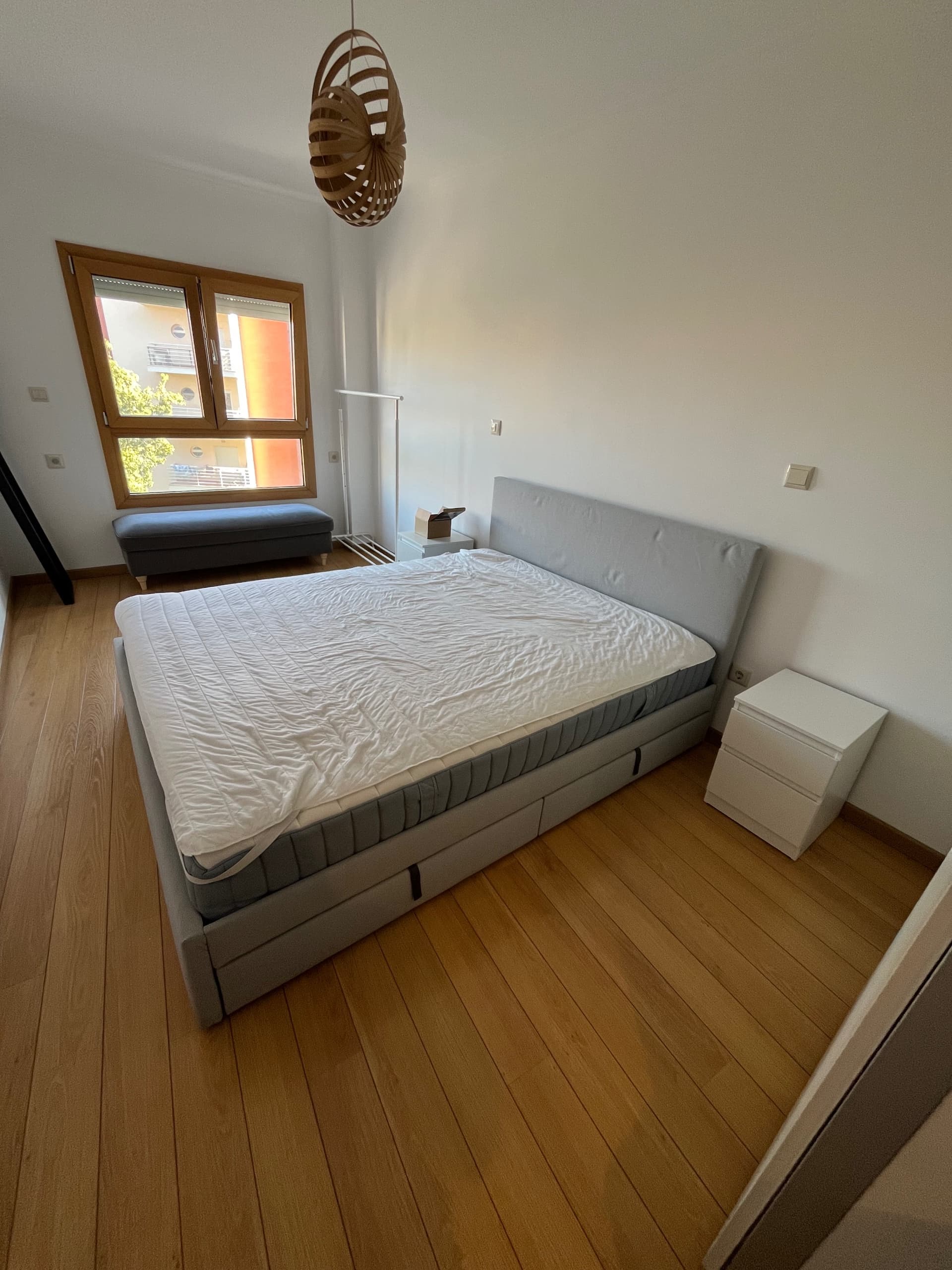 ESPEVÄR/VALEVÅG divan bed, white/extra firm light blue