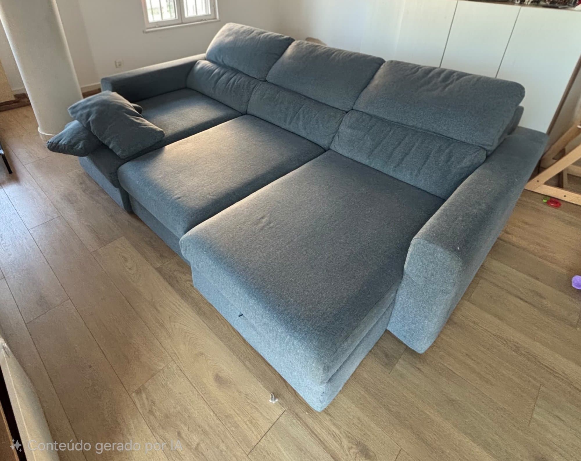 ESKILSTUNA 3-seat sofa, with chaise longue/Gunnared blue