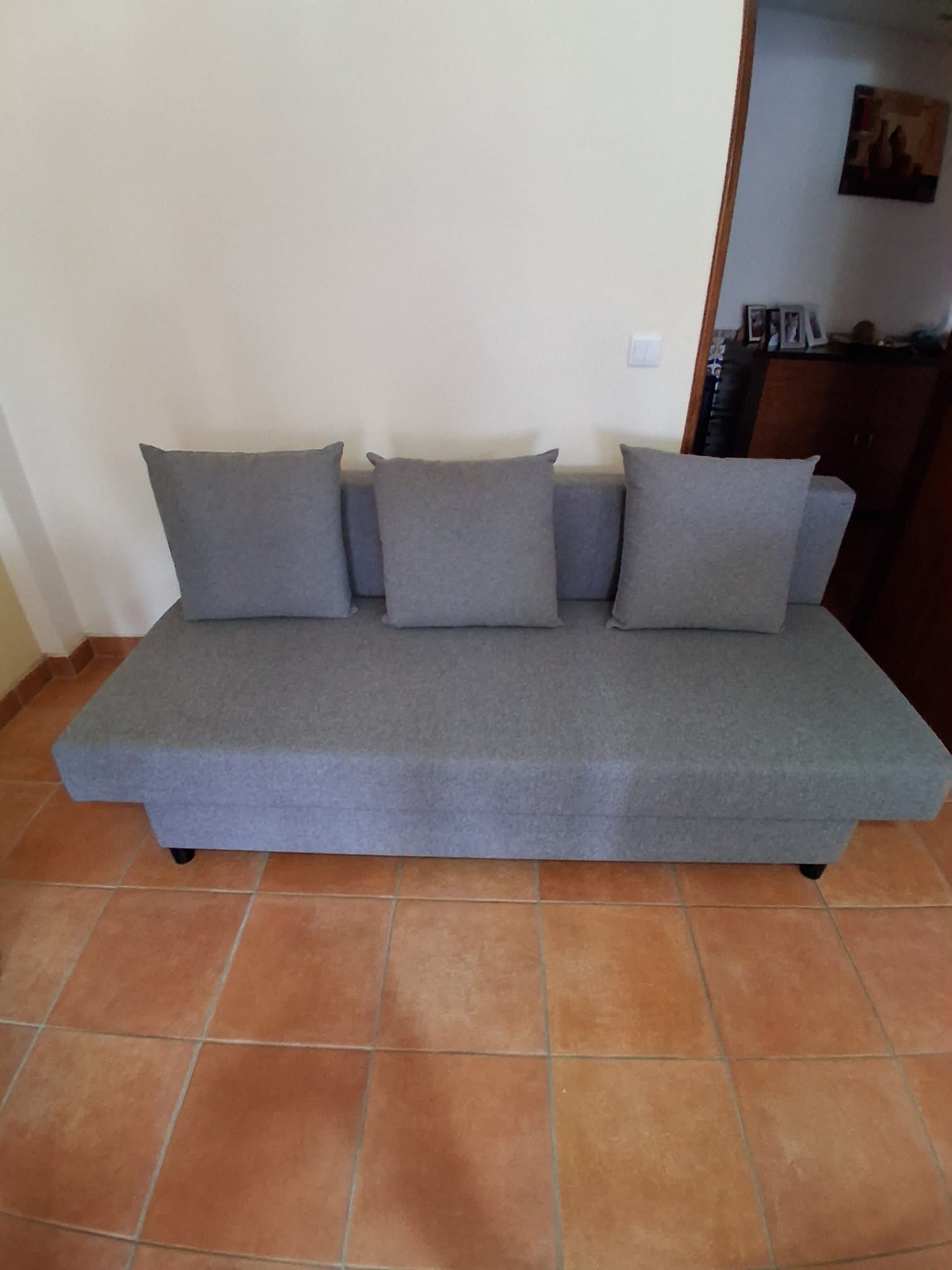 ASARUM three-seat sofa-bed, grey