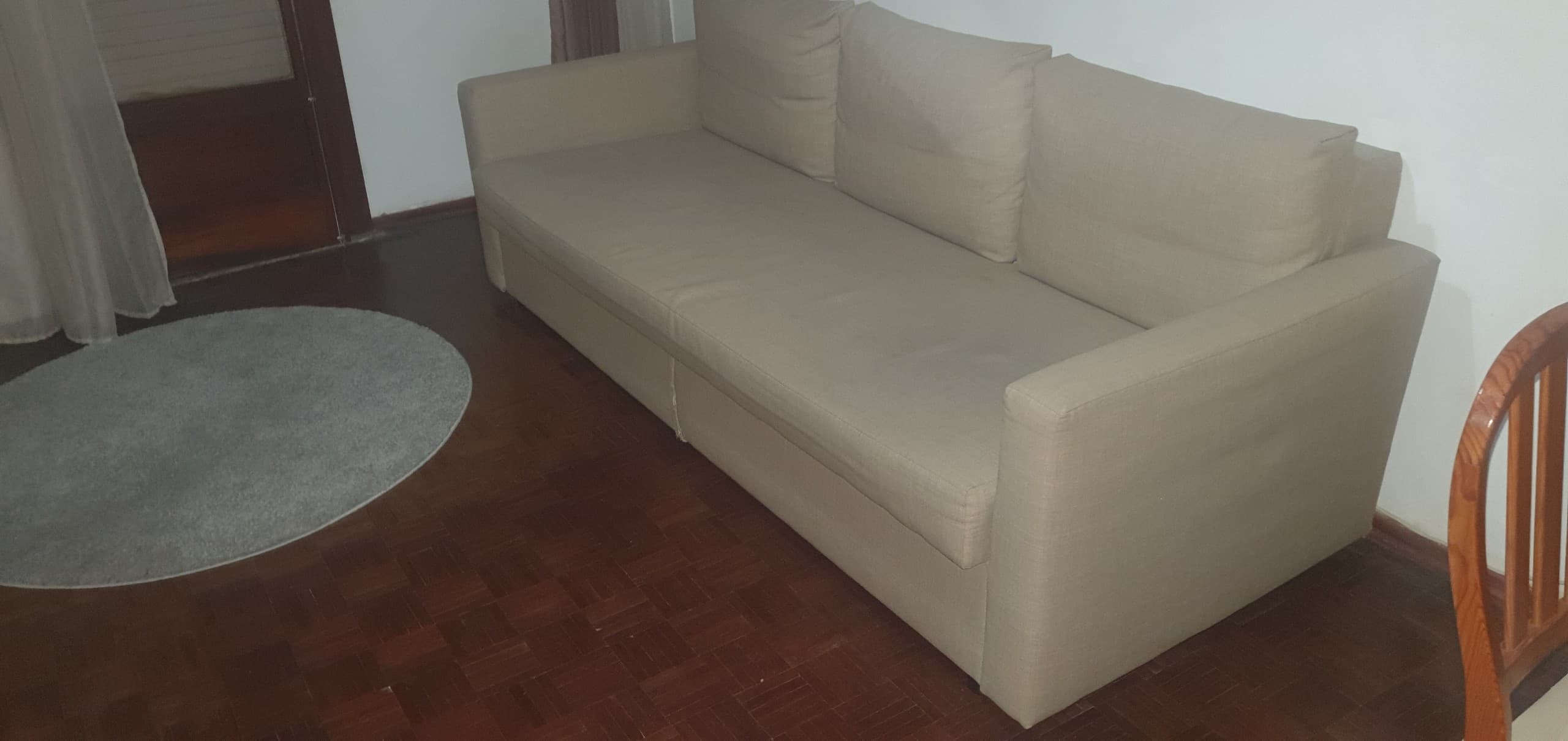 FRIHETEN three-seat sofa-bed, Skiftebo beige