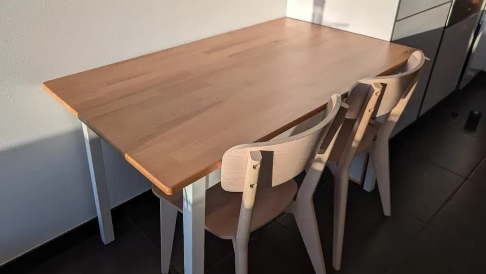PINNTORP table, light brown stained/white stained pine, 125x75 cm