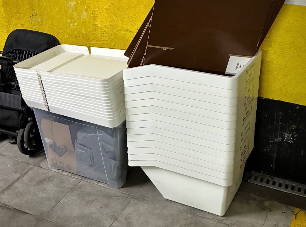 CAIXAS SORTERA (14) sorting bin with lid, beige, 60 l