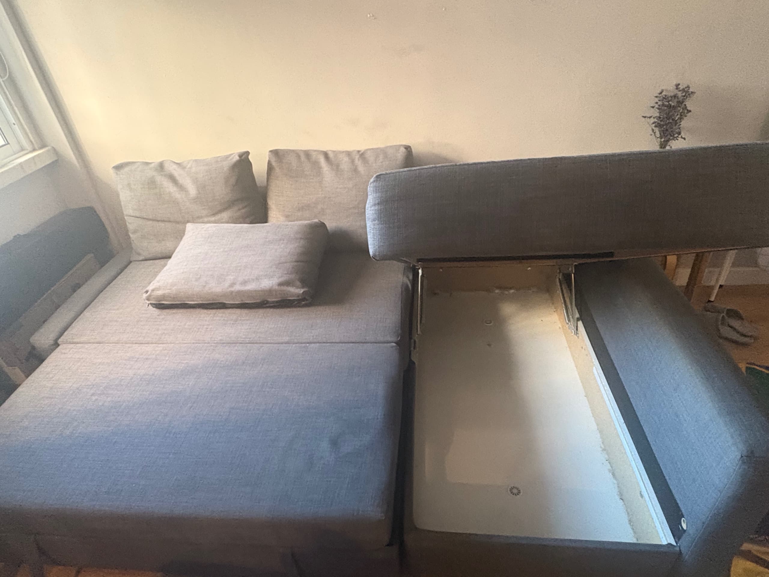 FRIHETEN corner sofa-bed with storage, Hyllie dark grey