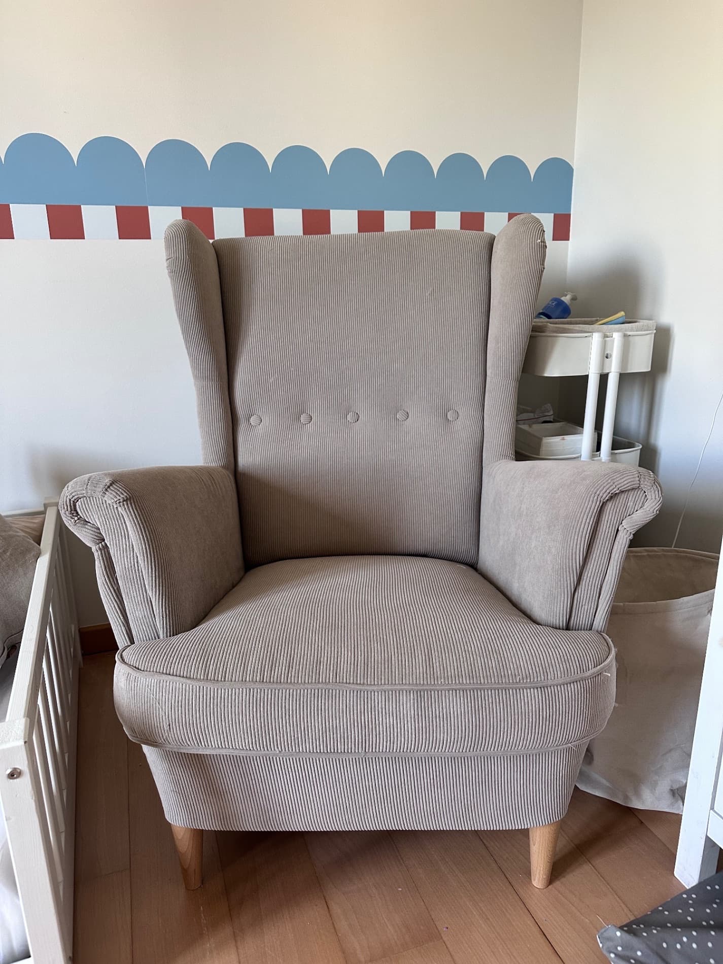 STRANDMON wing chair, Talliden beige/brown