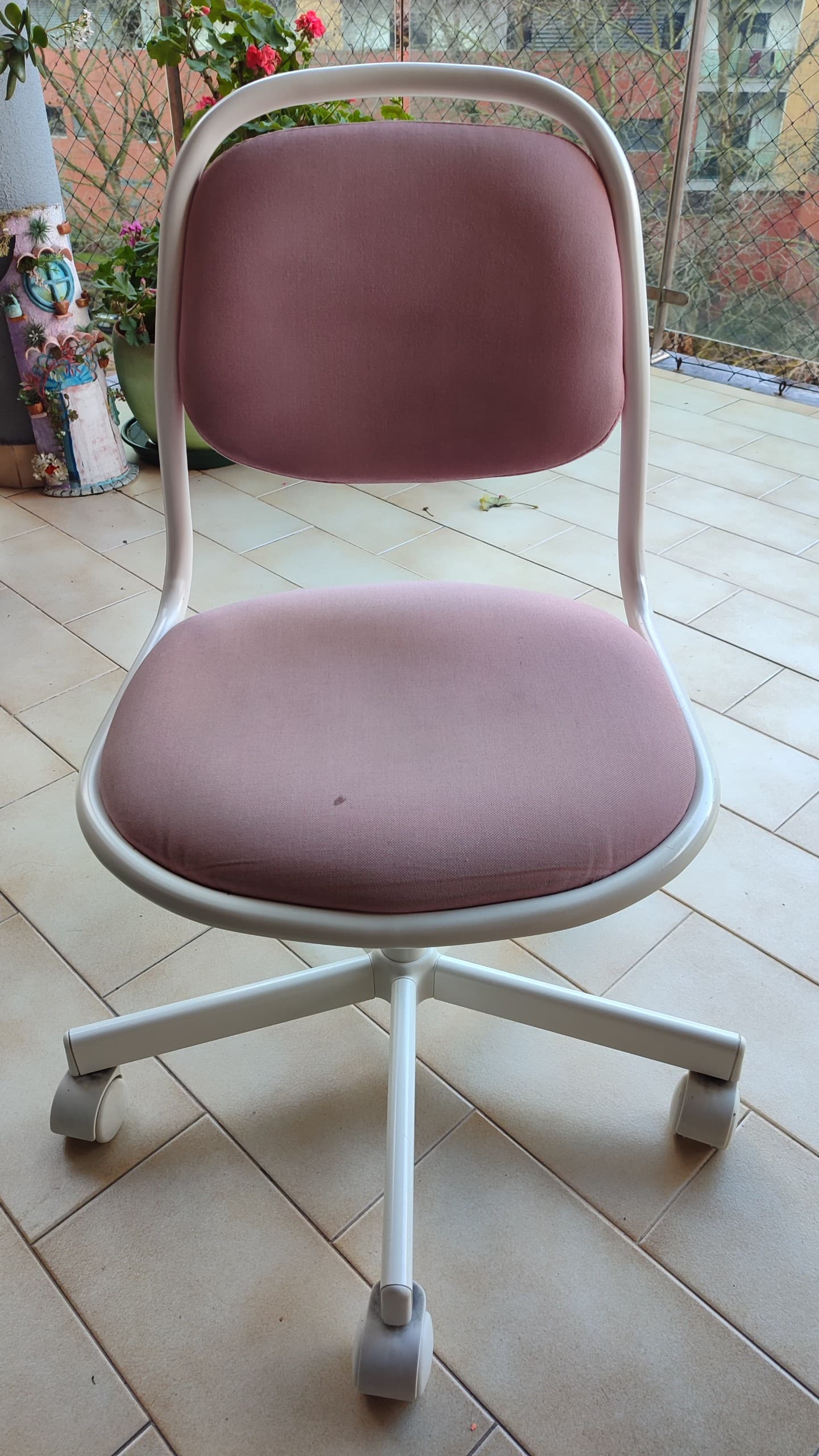 ÖRFJÄLL Children's desk chair, white, Vissle pink, Tested for: 110 kg