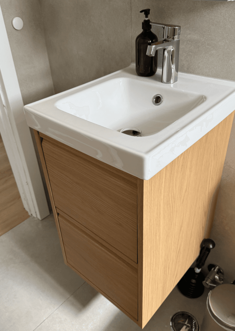 ÄNGSJÖN / BACKSJÖN wash-stnd w drawers/wash-basin/tap, oak effect, 60x48x69 cm