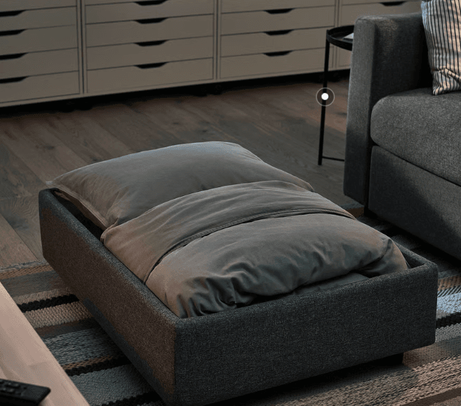 KIVIK footstool with storage, Gunnared medium grey