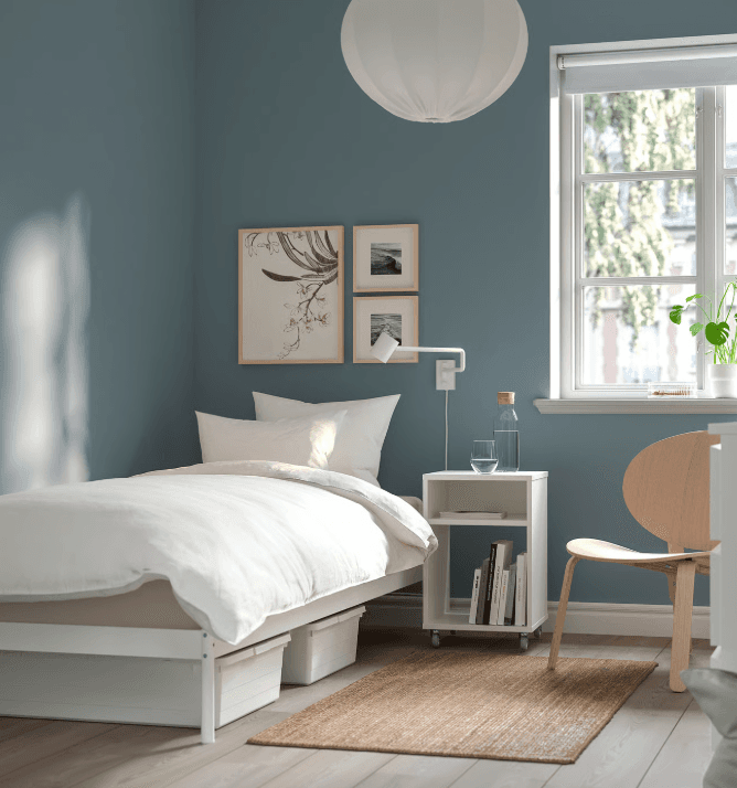 VEVELSTAD bed frame, white, 90x200 cm