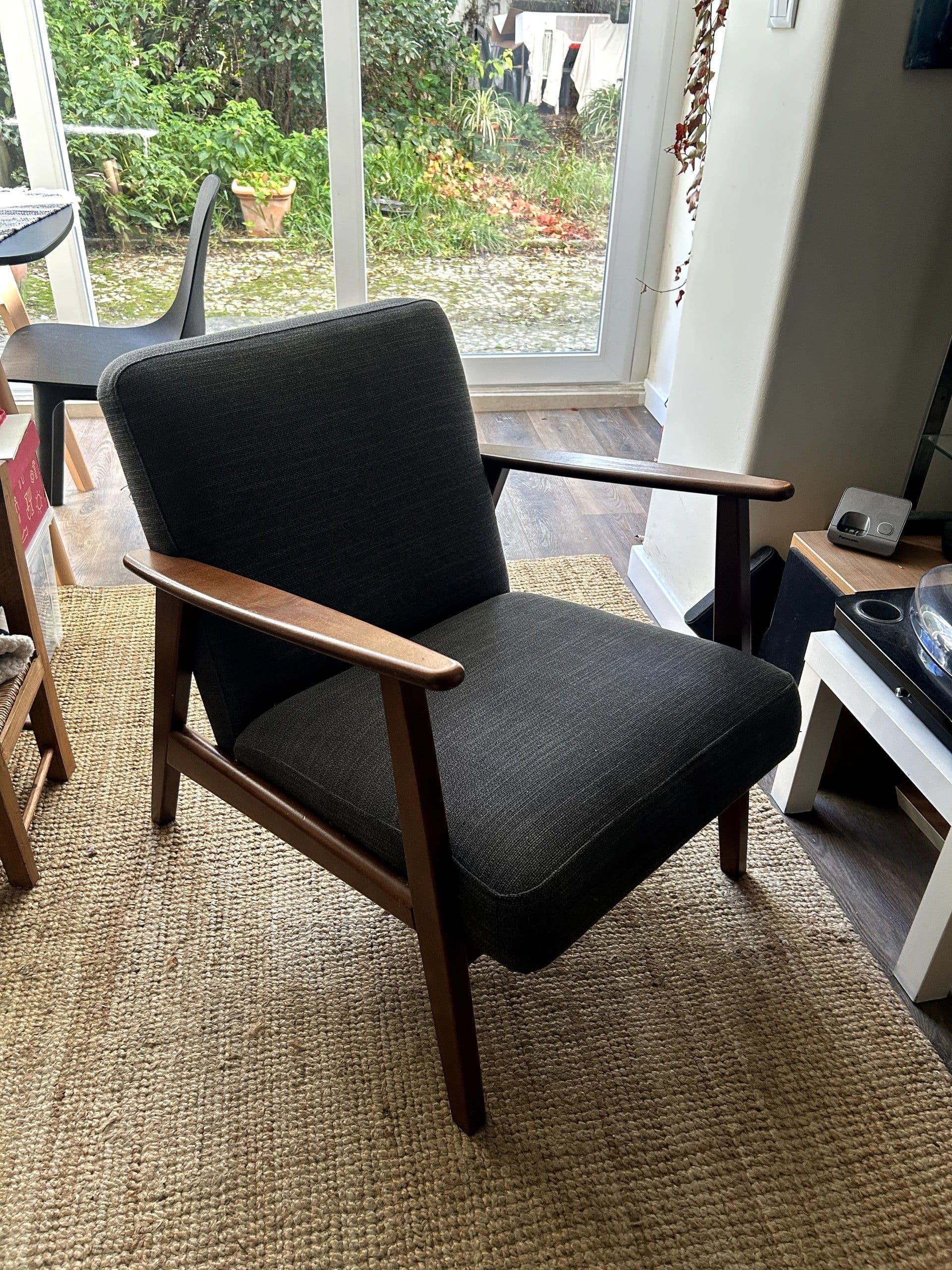 EKENÄSET armchair, oak/Gunnared dark grey