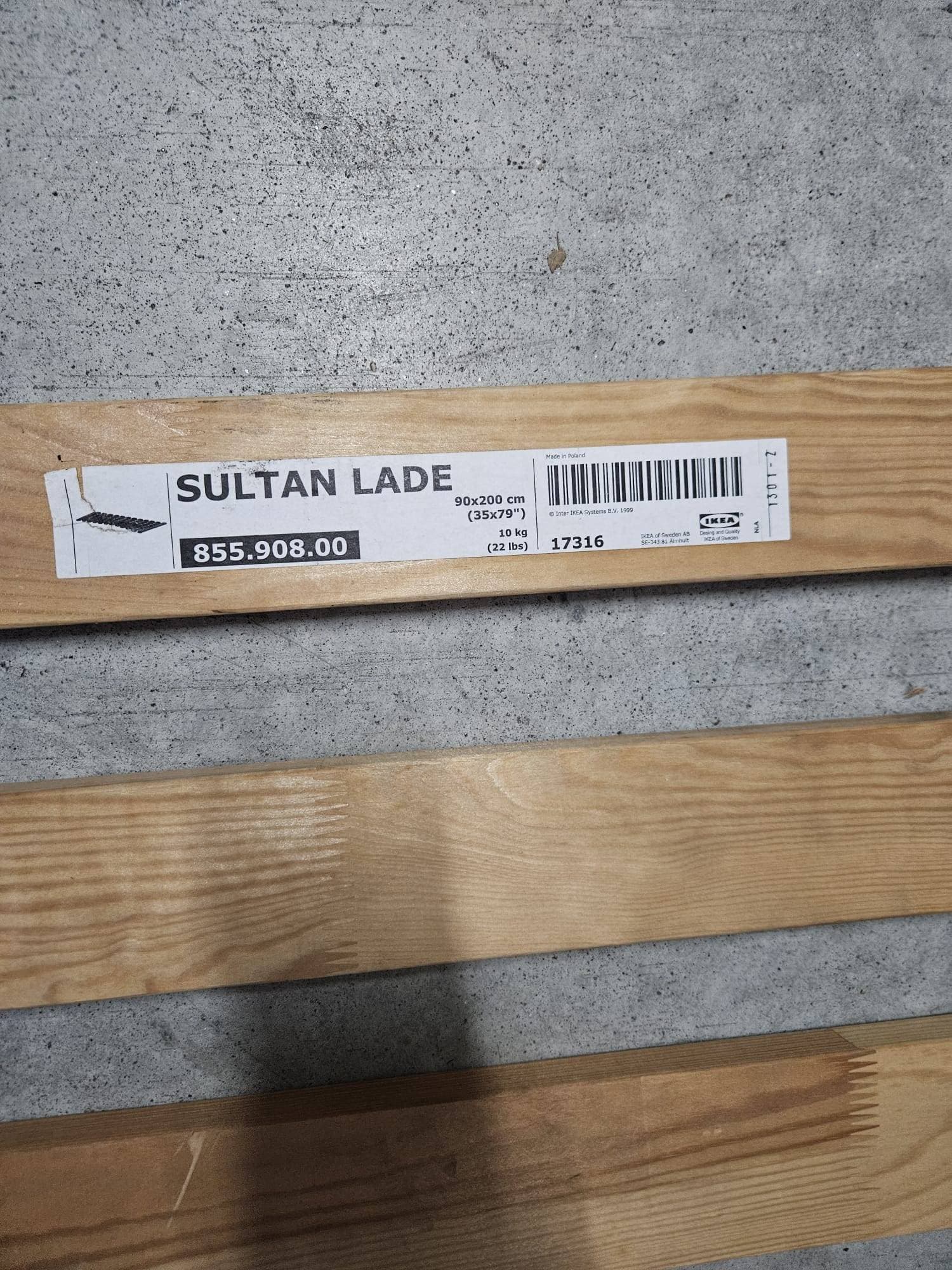 LINDBÅDEN slatted bed base, pine, 90x200 cm