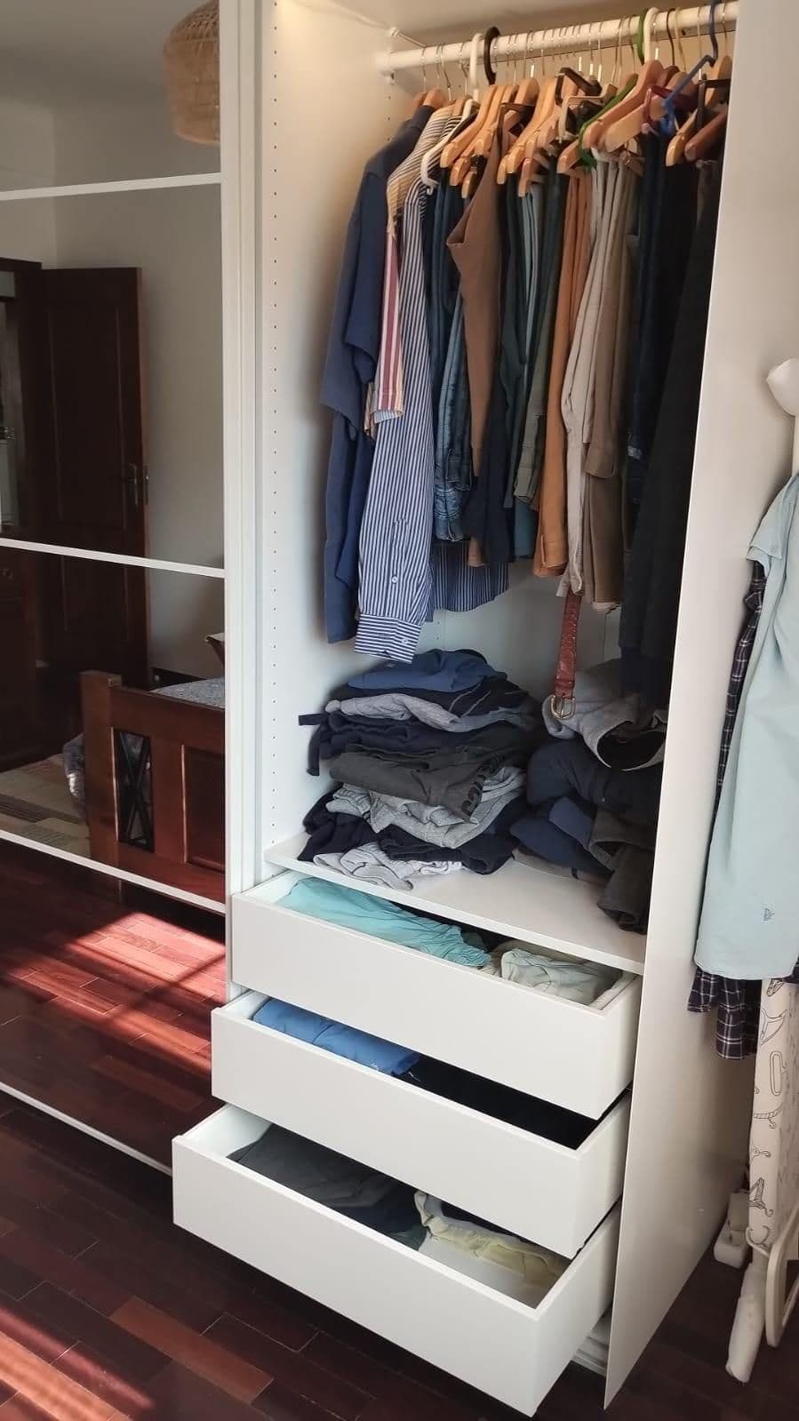 PAX / AULI wardrobe with sliding doors, white/mirror glass, 150x66x236 cm