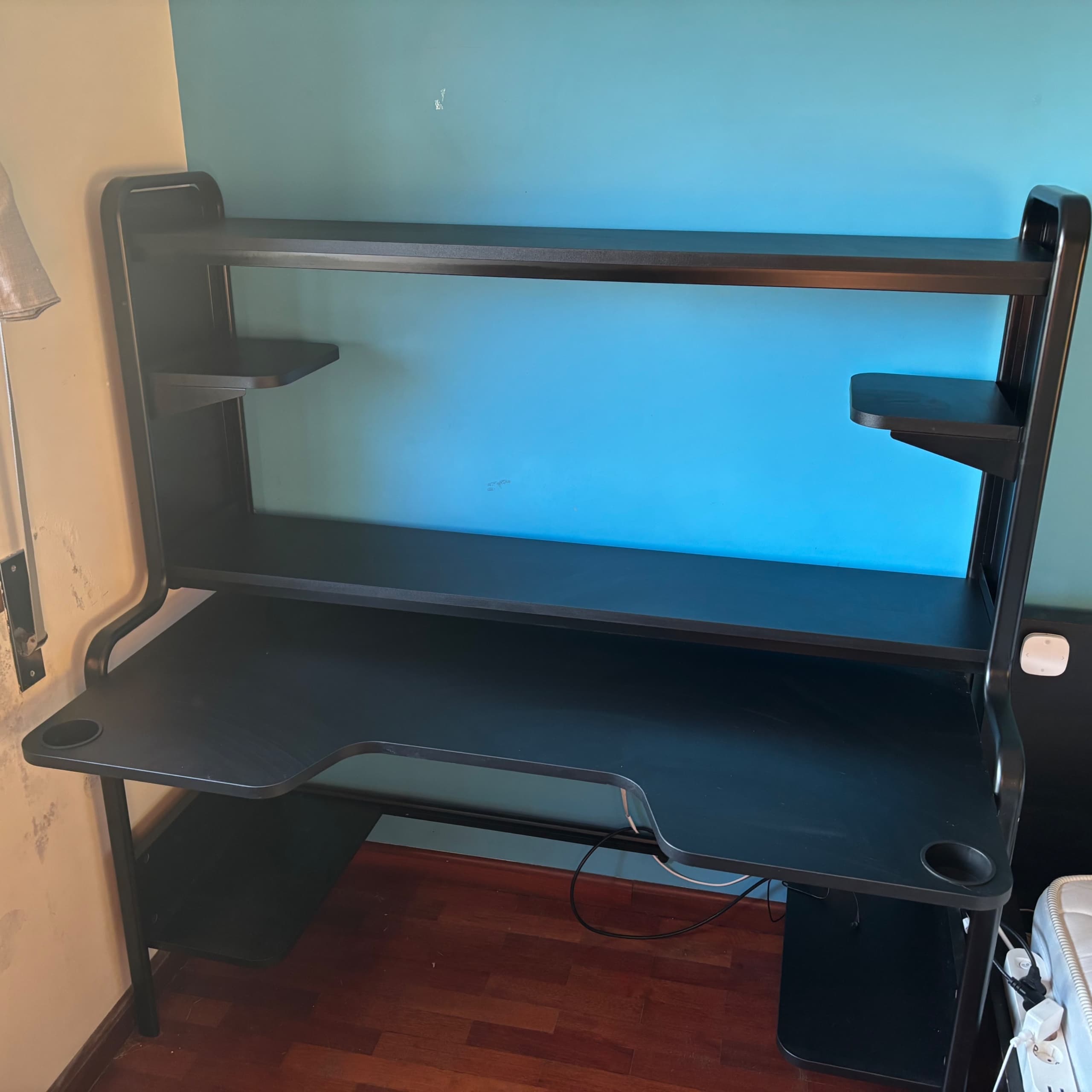 SECRETÁRIA FREDDE secretária p/gaming, preto, 140/185x74x146 cm