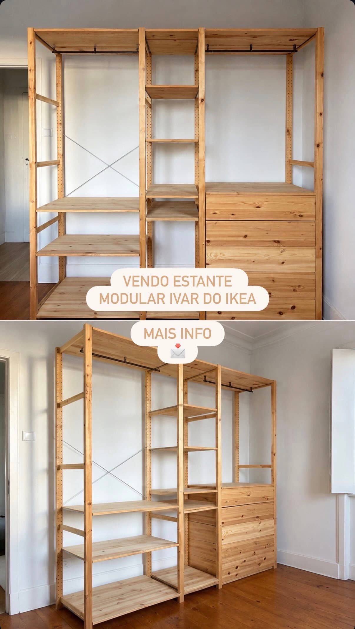 IVAR ESTANTE MODULAR 4 sections/shelves, pine, 179x50x179 cm