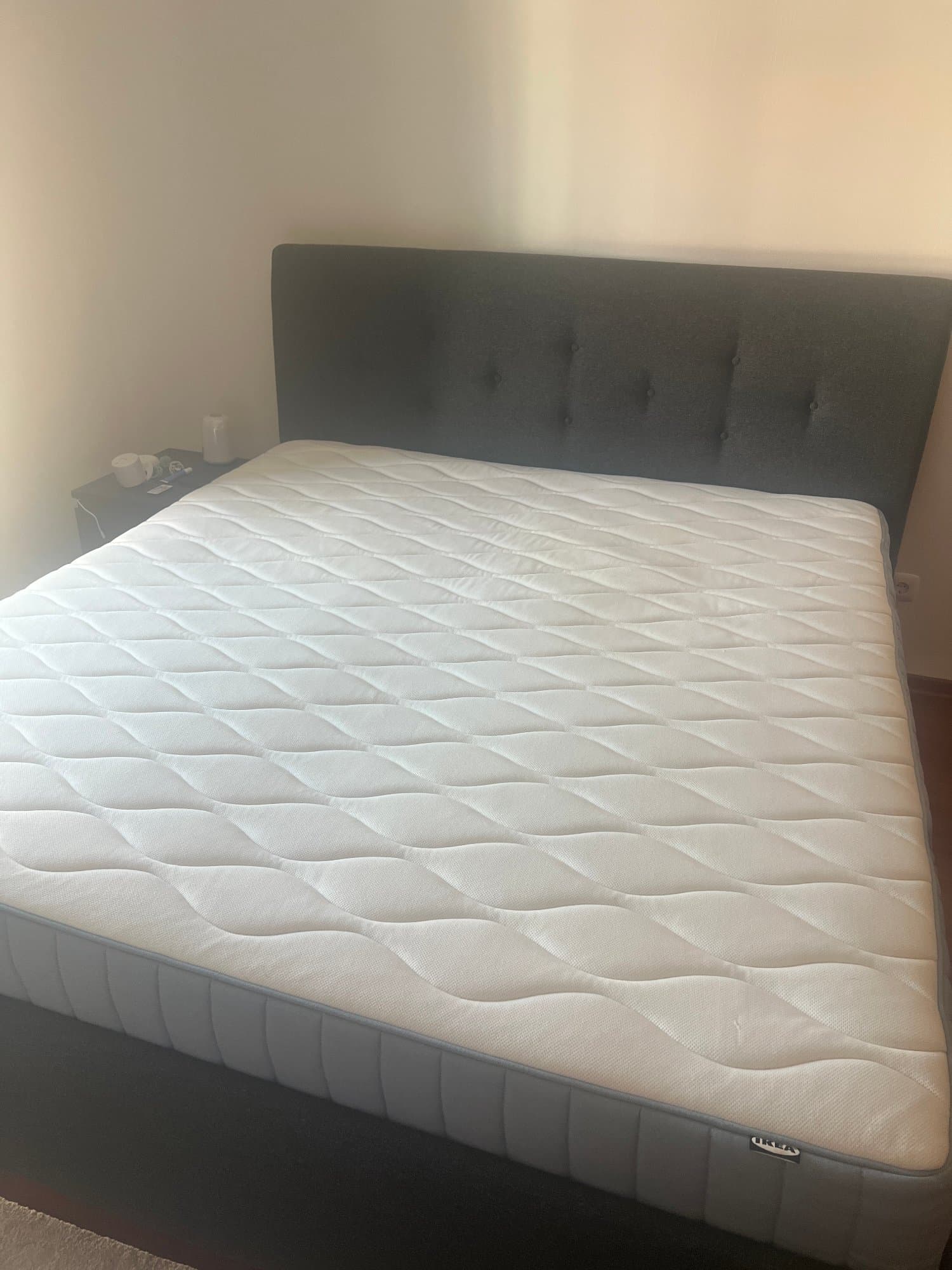 COLCHÃO 180X200CM divan bed, Vågstranda firm/light blue dark grey, 180x200 cm