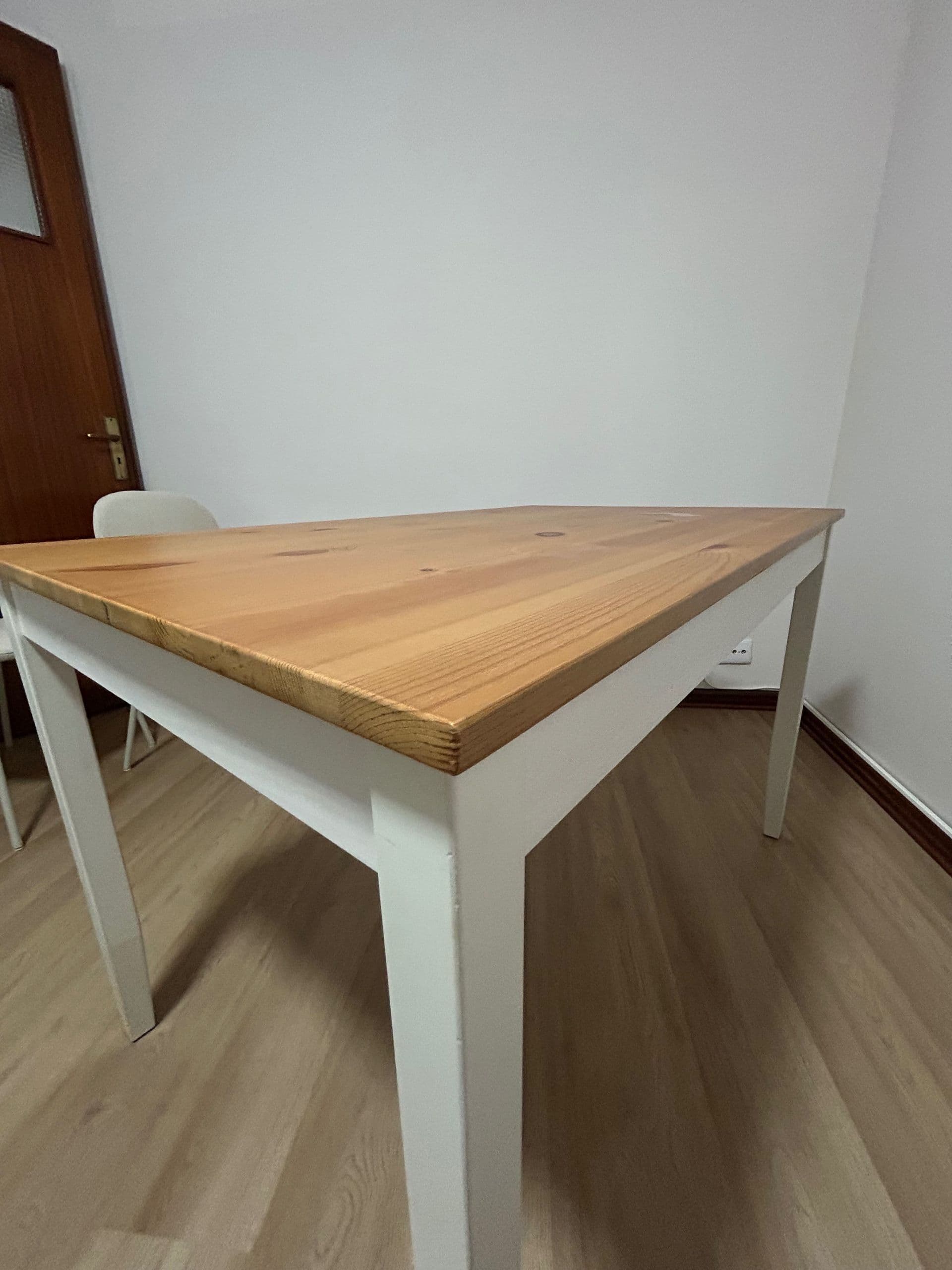HAUGA table, white/birch veneer, 118x74 cm