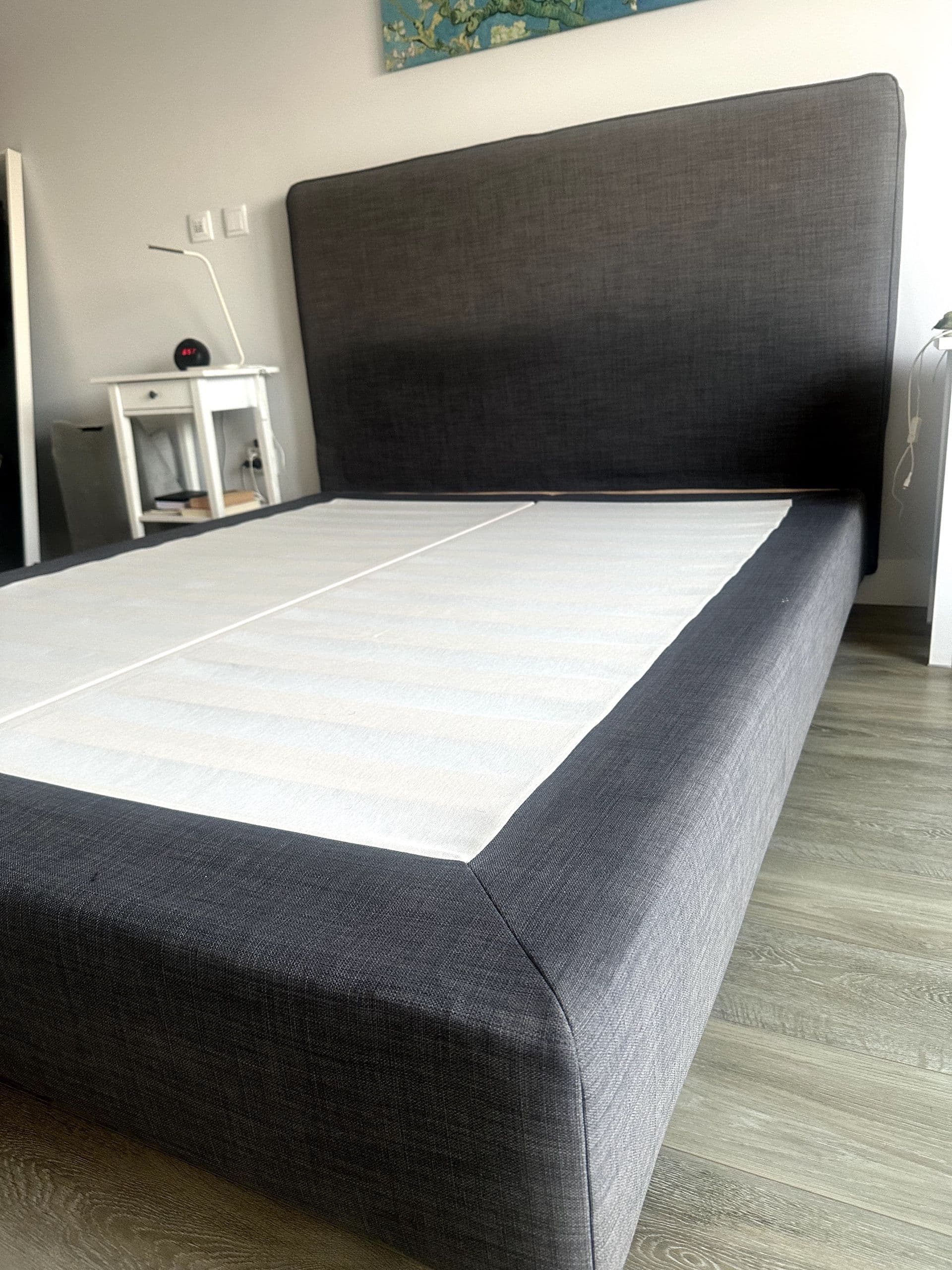 ESPEVAR - CAMA CASAL slatted mattress base with legs, dark grey, 160x200 cm