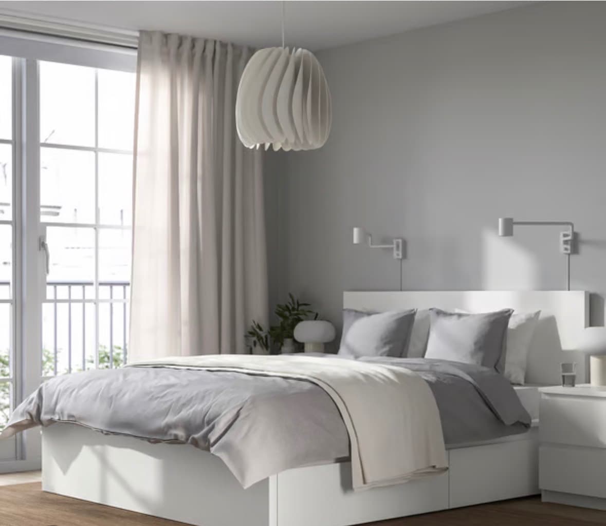 MALM COM 4 GAVETAS estrutura de cama, branco/Lindbåden, 140x200 cm
