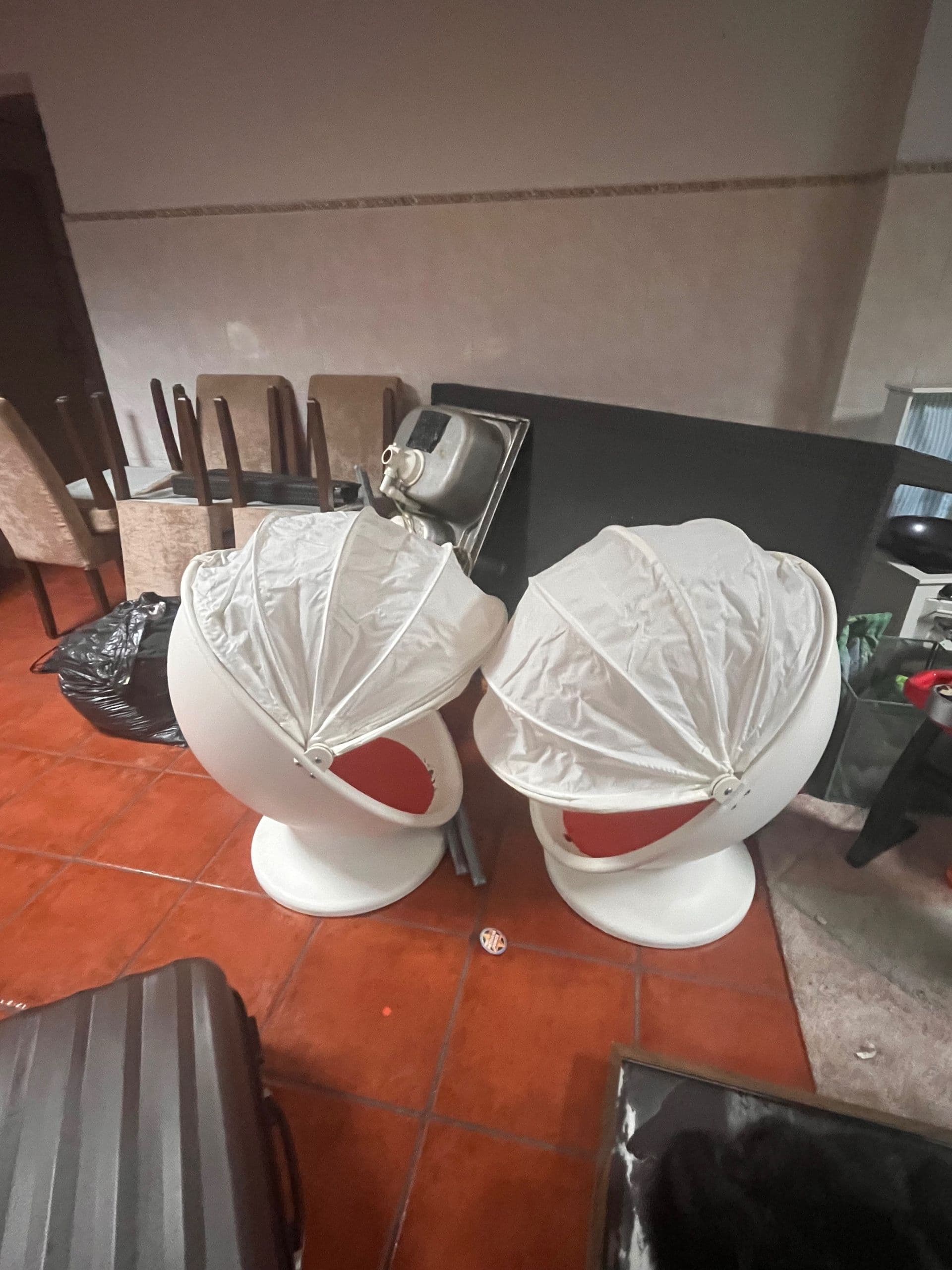 IKEA PS LÖMSK Swivel armchair, white, red, Width: 59 cm
