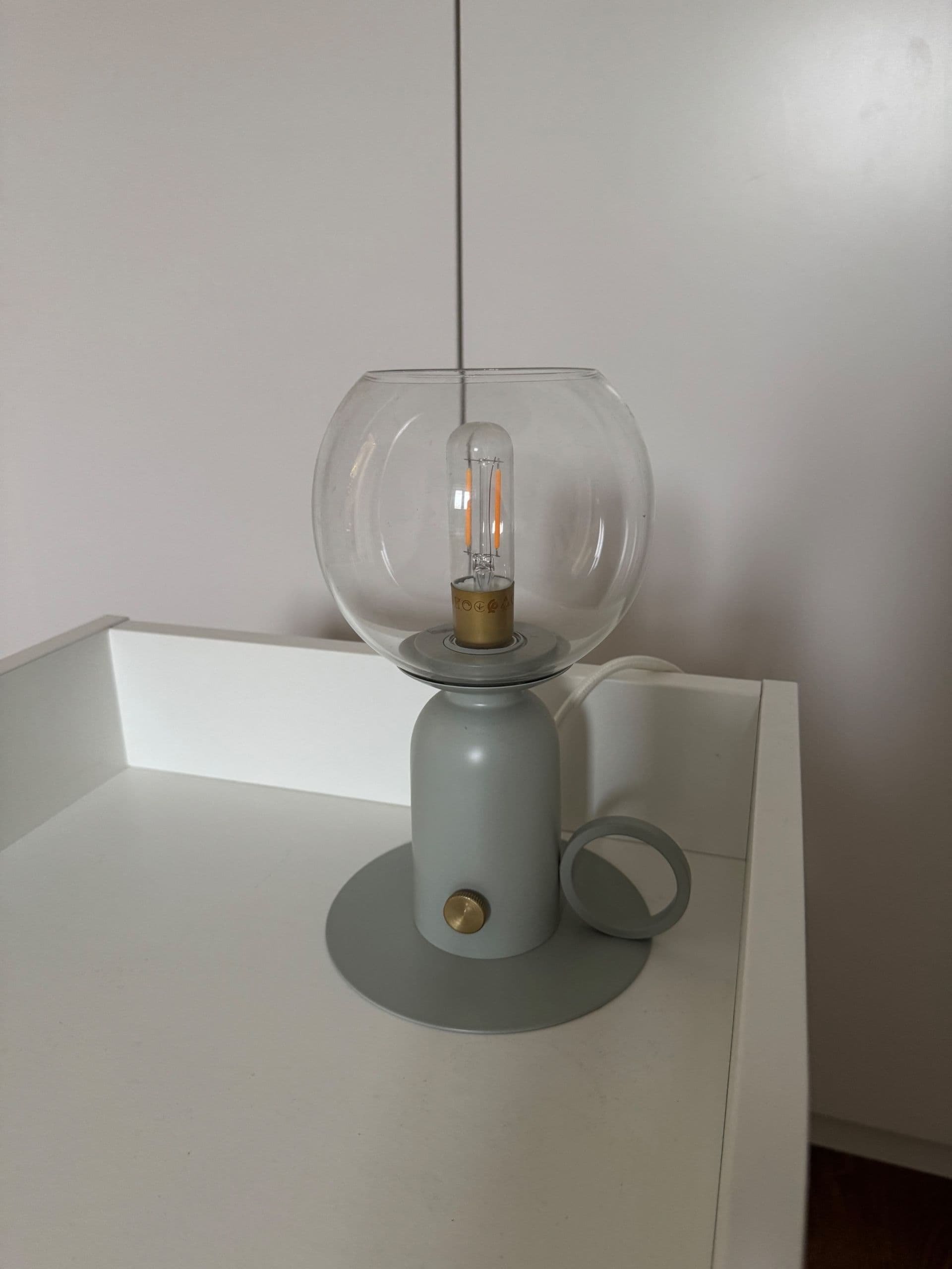 ÅSKMULLER table lamp, dimmable light yellow/green, 24 cm