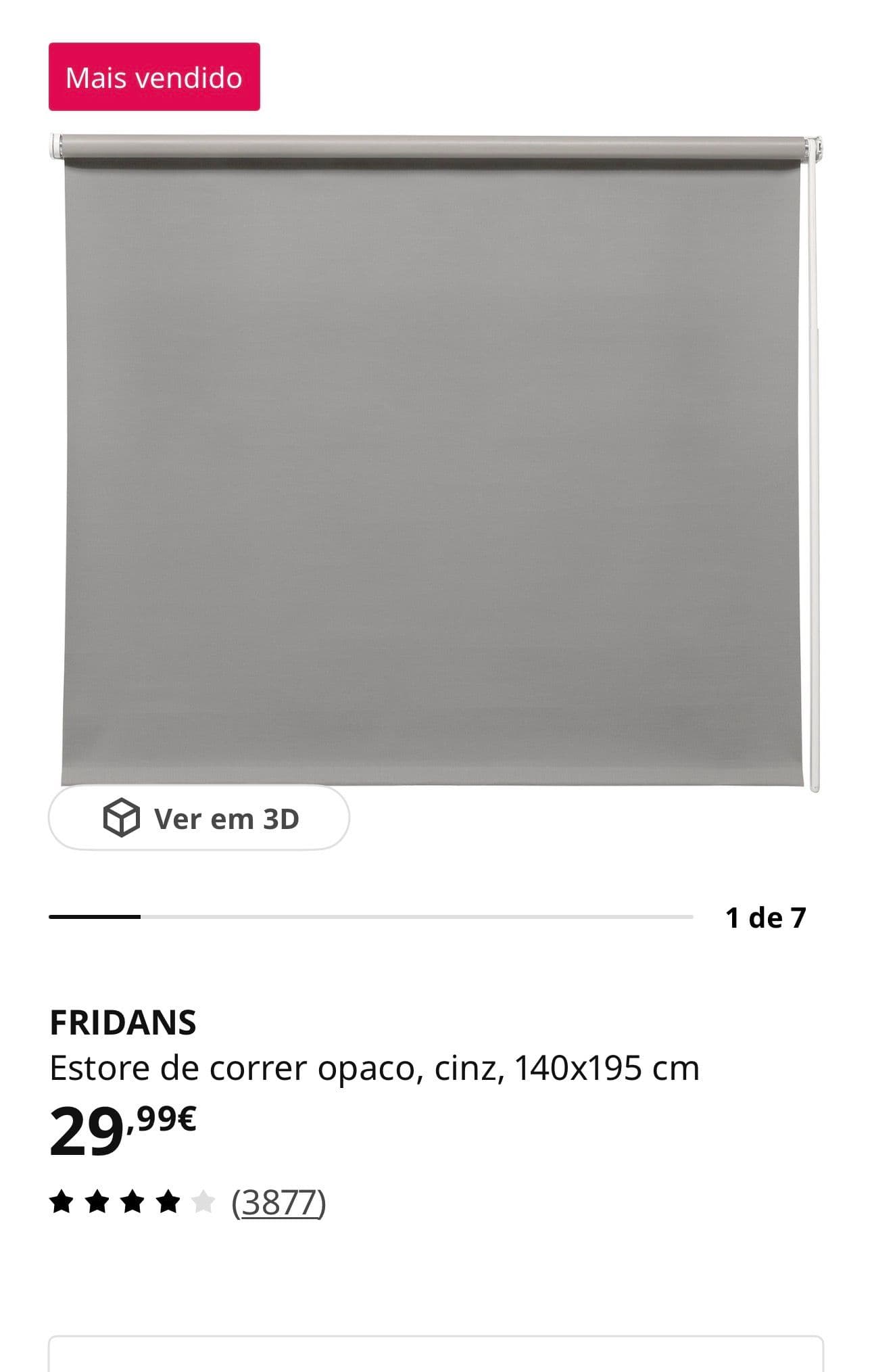 FRIDANS block-out roller blind, grey, 120x195 cm