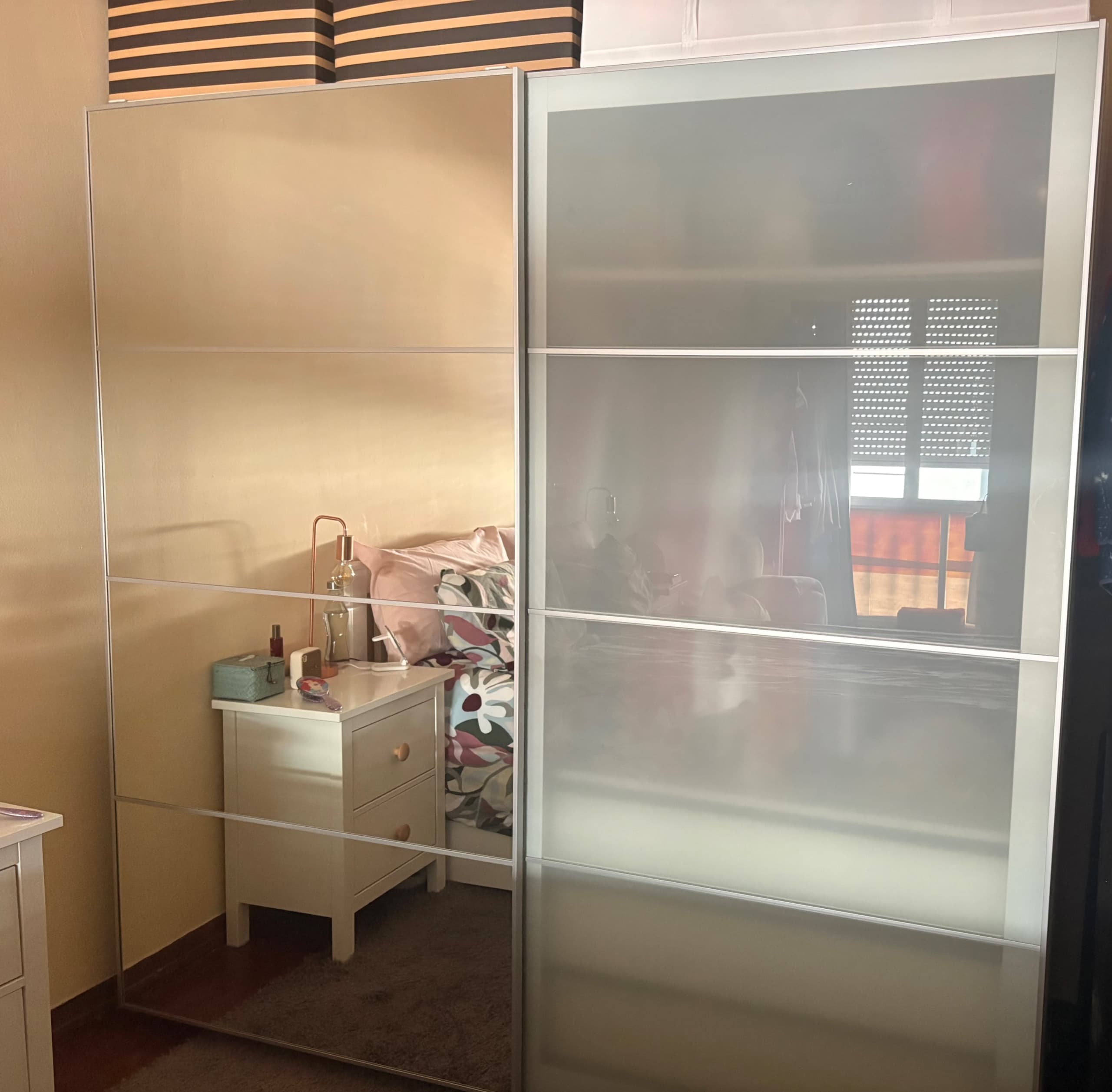AULI pair of sliding doors, mirror glass, 200x201 cm
