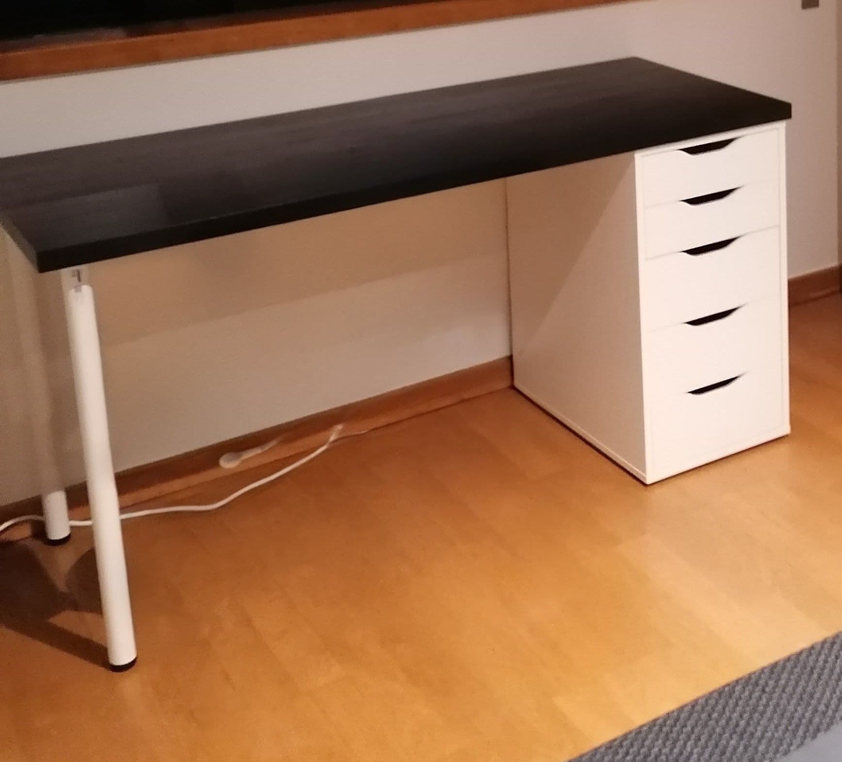 LAGKAPTEN / ALEX desk, grey/wood effect black, 120x60 cm