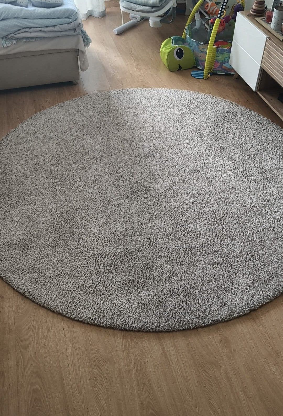 STOENSE Rug, low pile, off-white, Diameter: 130 cm
