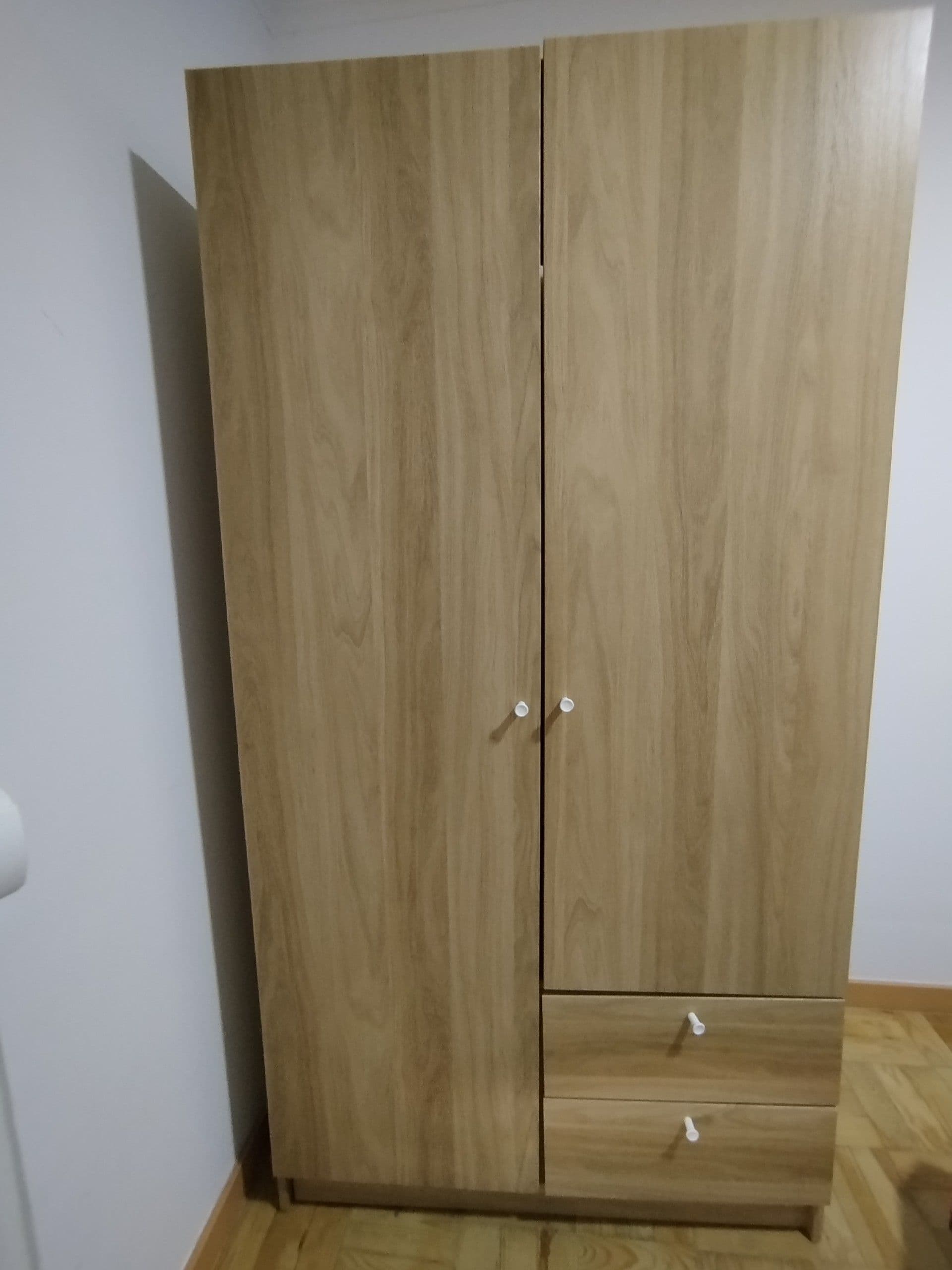 VILHATTEN wardrobe with 2 doors and 2 drawers, oak effect, 98x57x190 cm