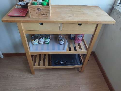 FÖRHÖJA Kitchen trolley, birch, Length: 100 cm