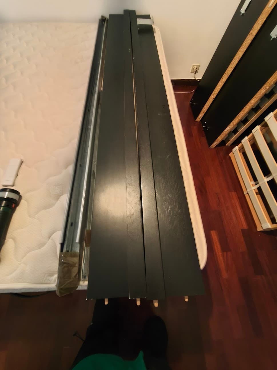 MALM bed frame, high, black-brown/Lindbåden, 140x200 cm