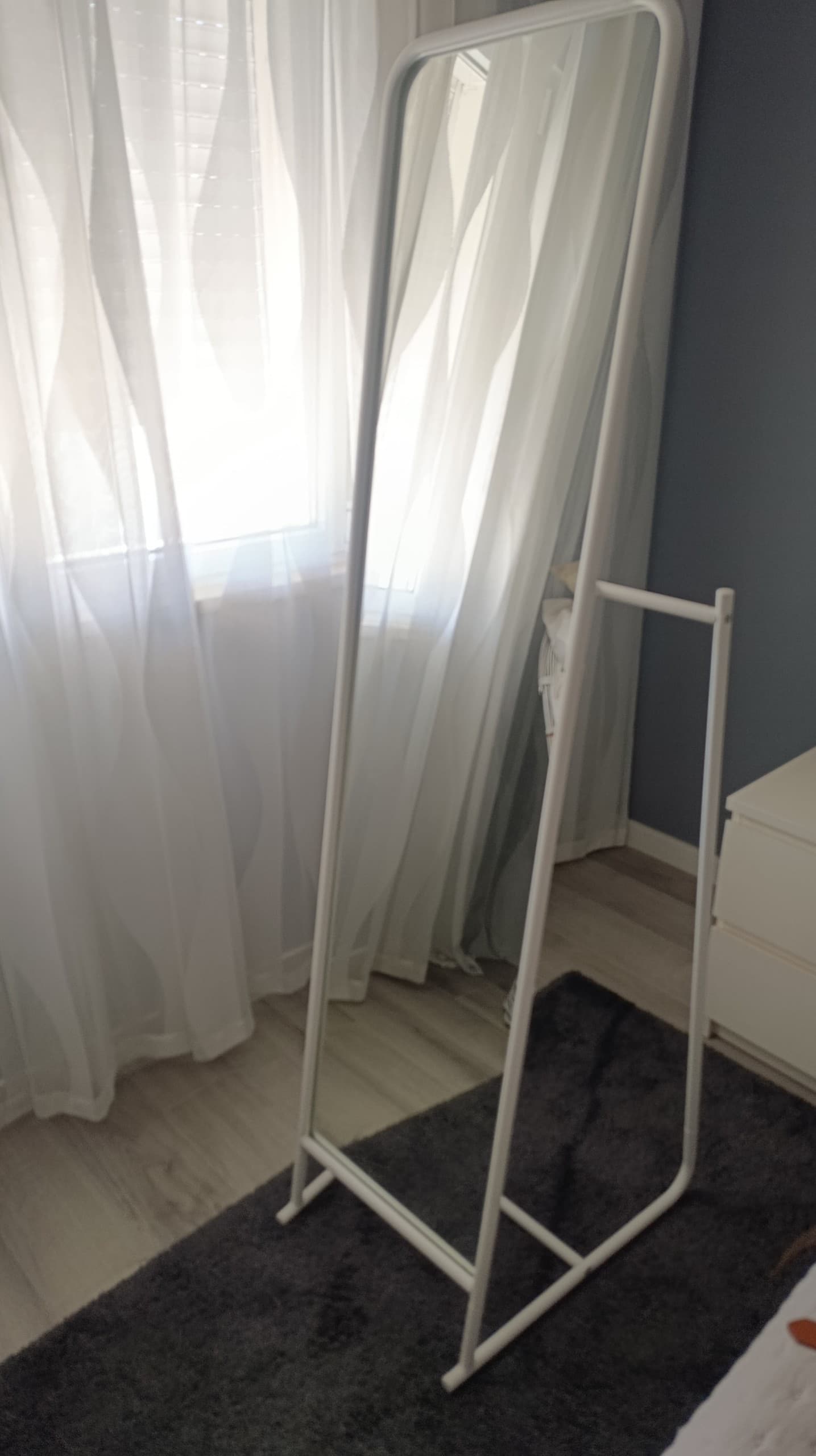 KNAPPER standing mirror, white, 48x160 cm
